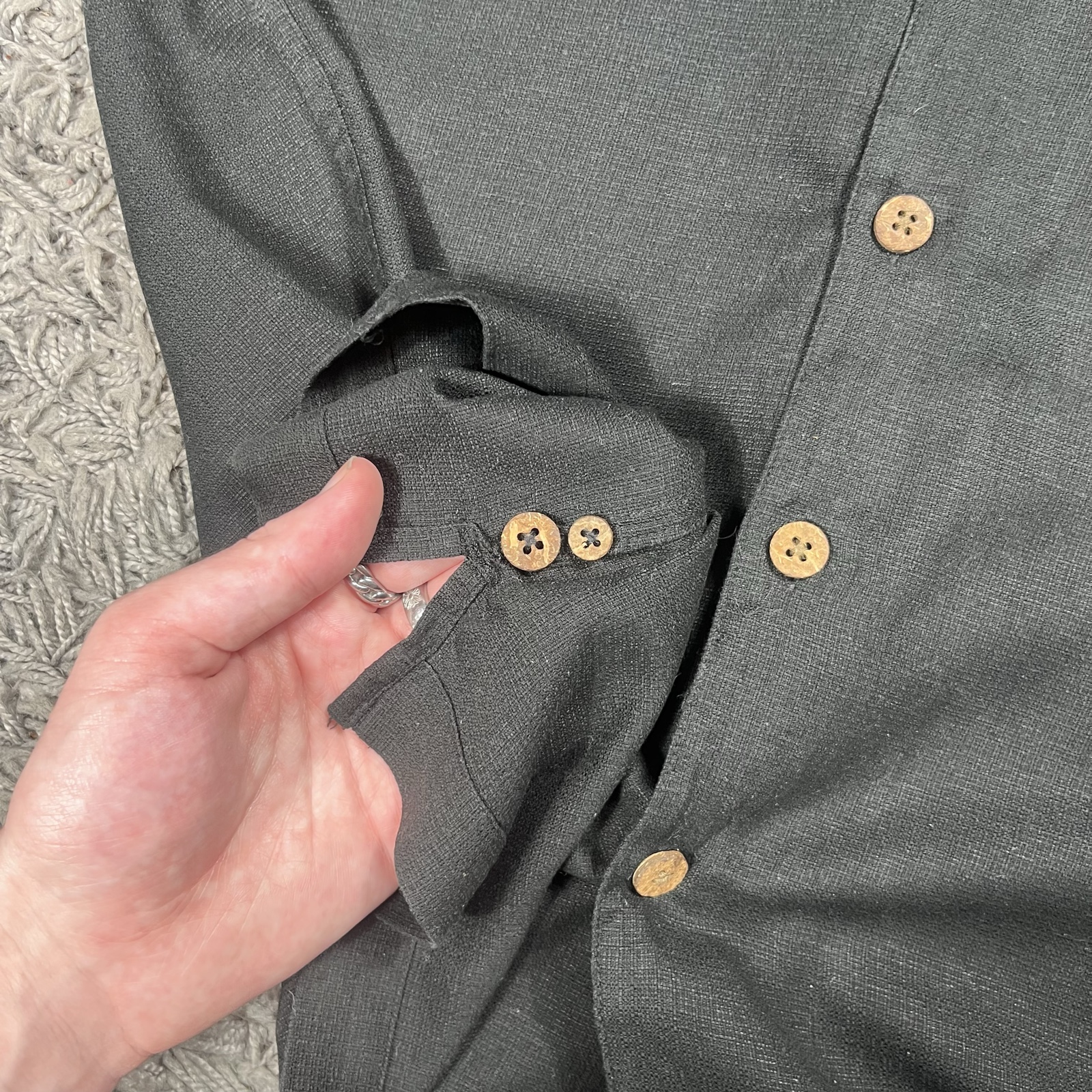 Island Shores Black Silk Shirt Medium Short Sleeve image 5