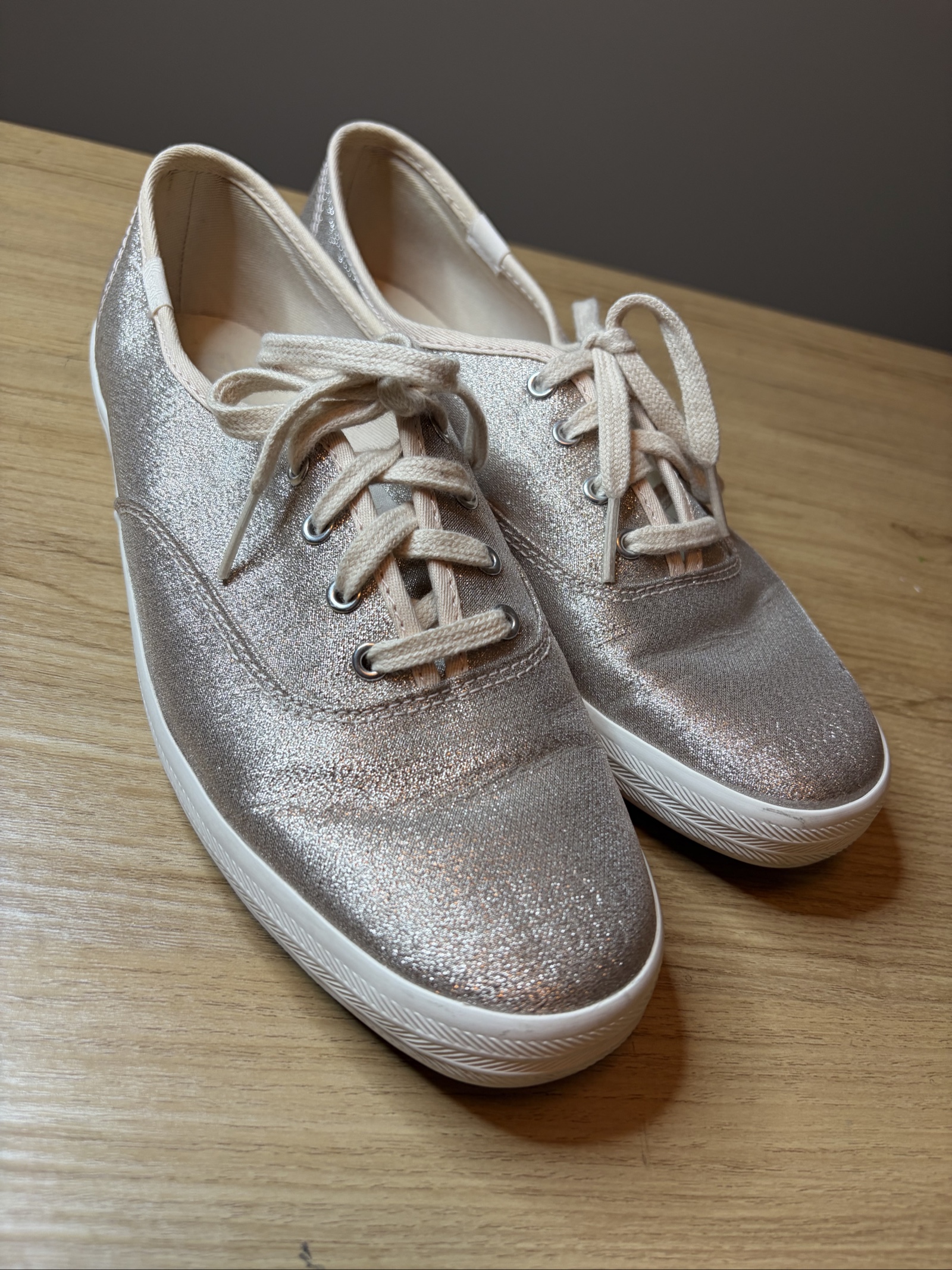 Keds Silver Glitter Lace-Up Sneakers US 7.5