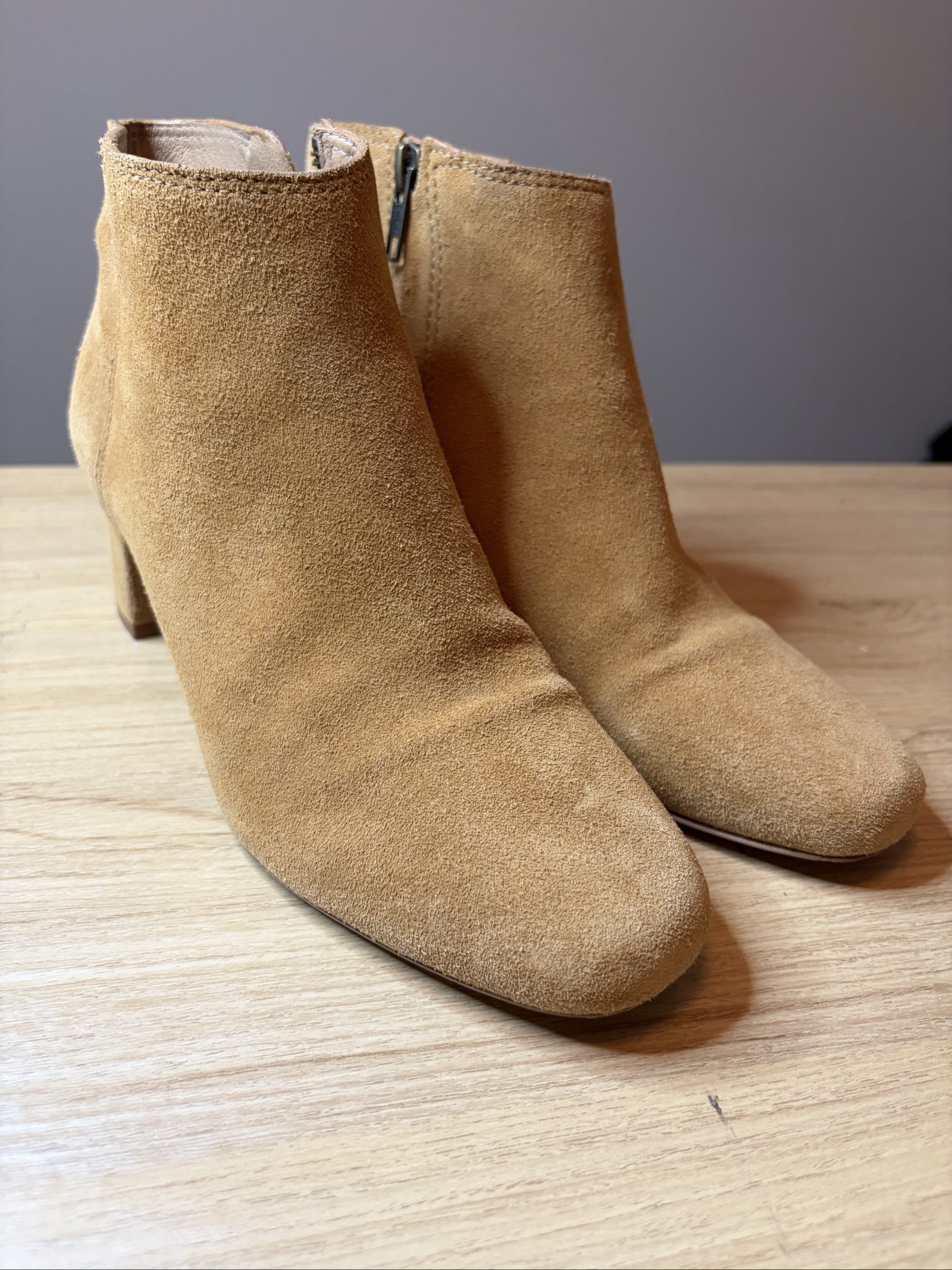 Madewell Tan Suede Ankle Boots US 7.5 Leather Upper & Lining