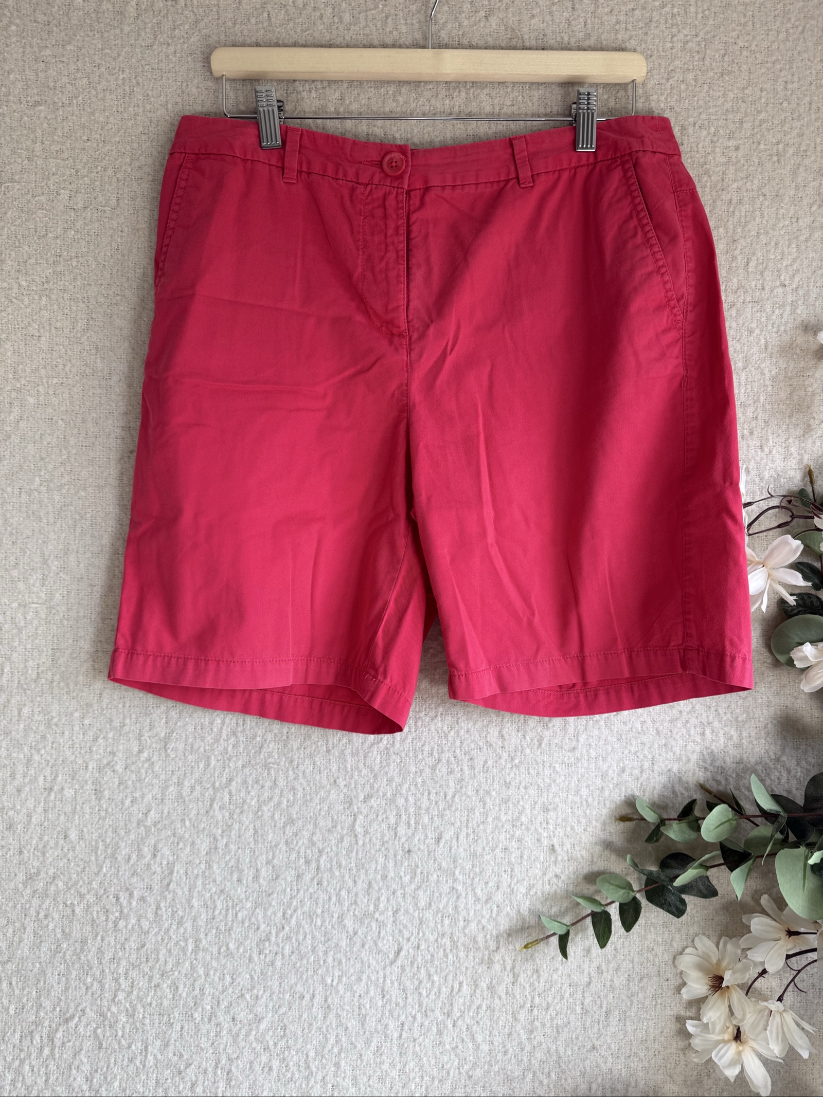 M&S Collection Red Chino Shorts UK 16 Classic Fit Casual Summer Shorts