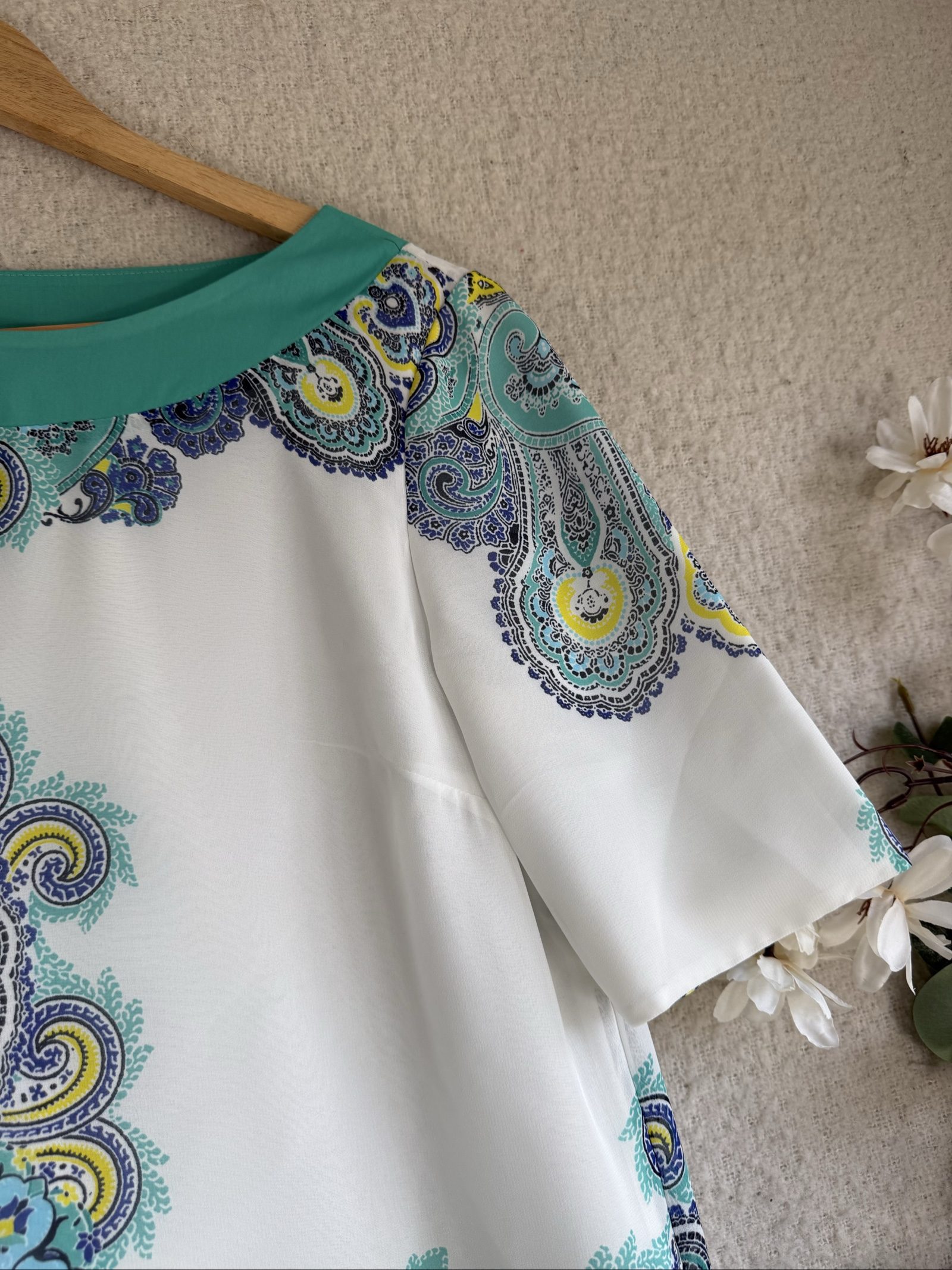 M&S Per Una Blue Paisley Print Shift Dress UK 10 Elegant Summer Casual image 2