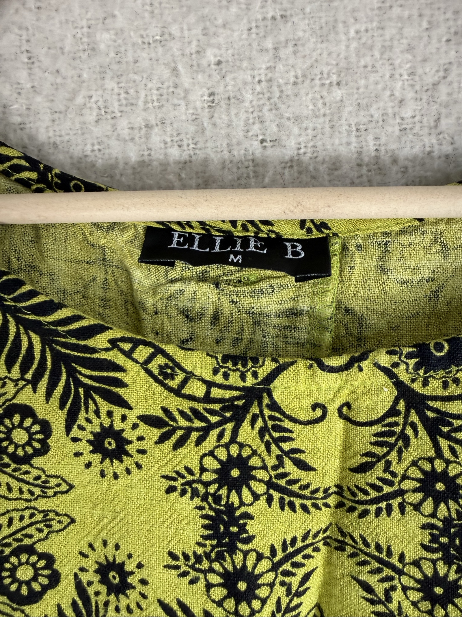 Ellie B Black Floral Print Green Cotton Dress UK Medium Casual Summer Boho image 3