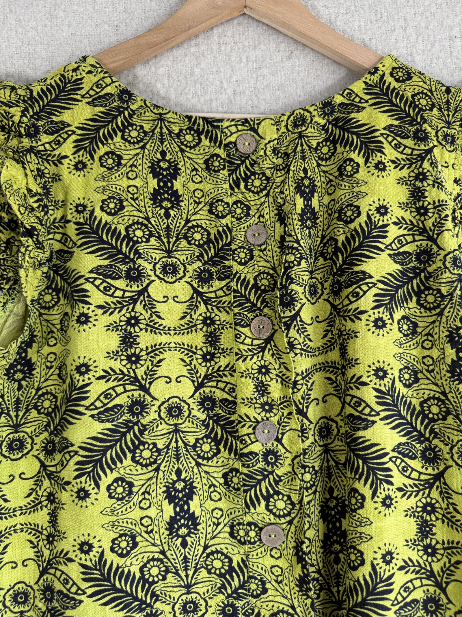Ellie B Black Floral Print Green Cotton Dress UK Medium Casual Summer Boho image 5