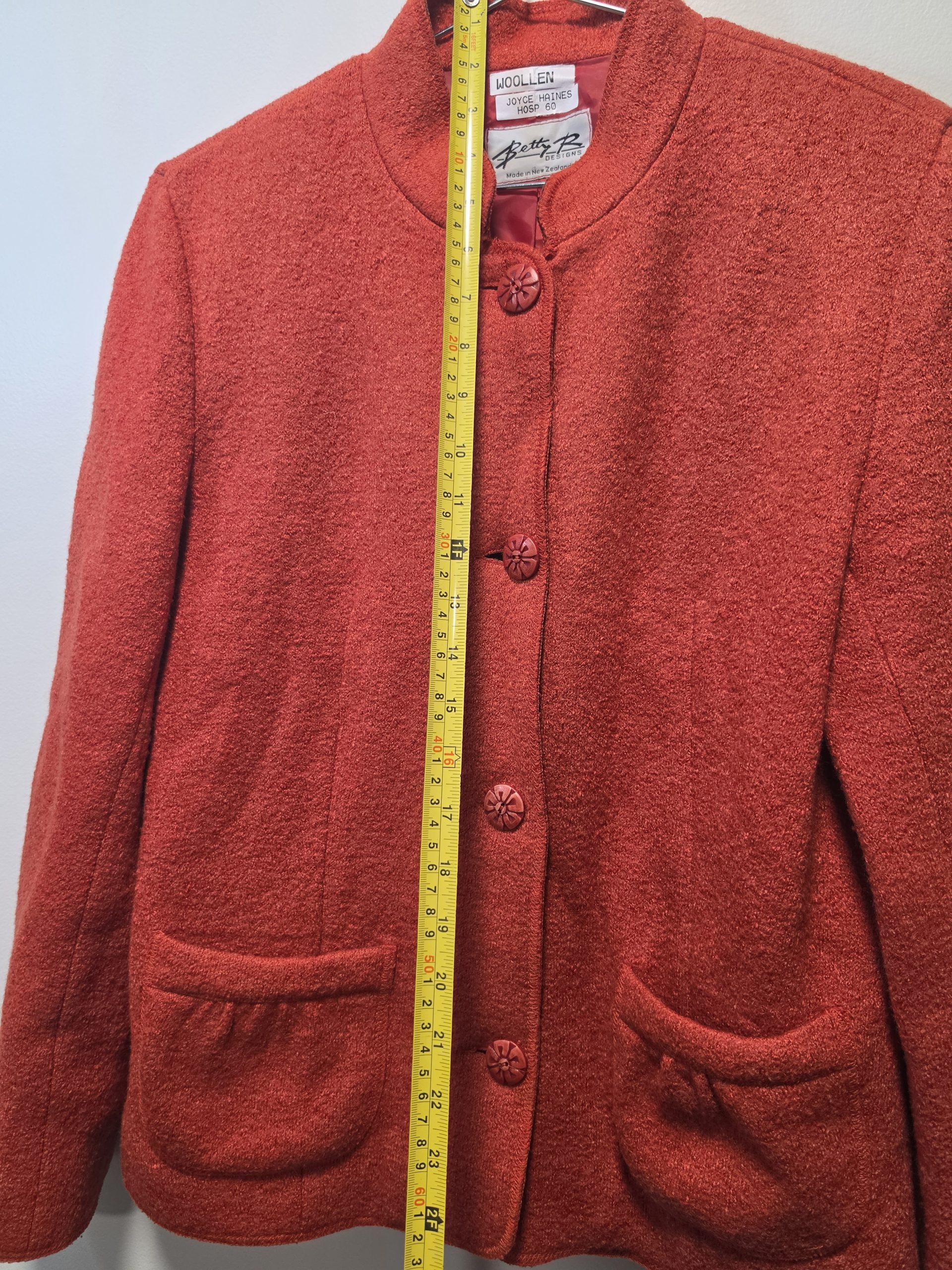 Betty R Woollen Orange Button-Up Jacket Size 14 image 3