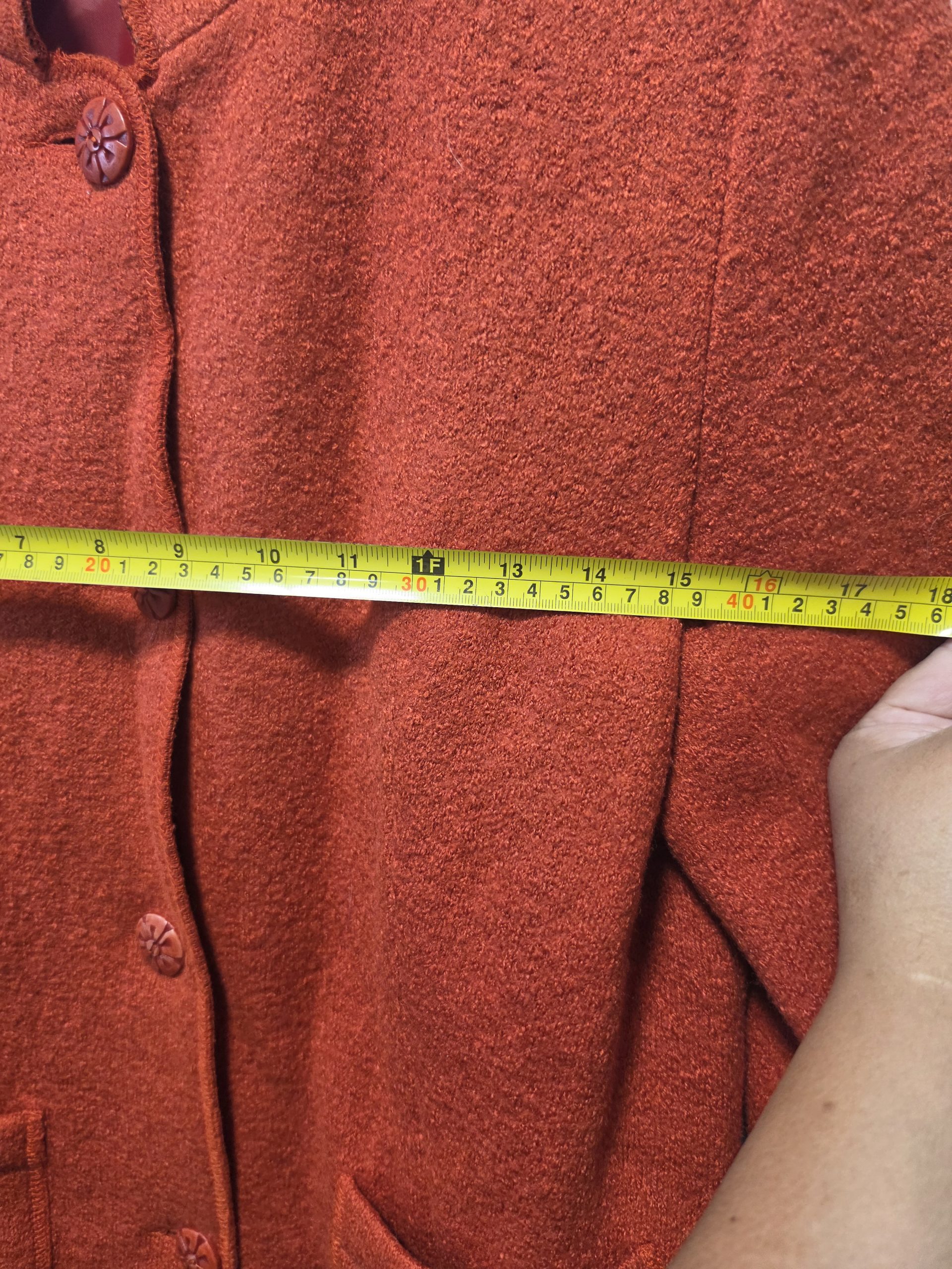 Betty R Woollen Orange Button-Up Jacket Size 14 image 4