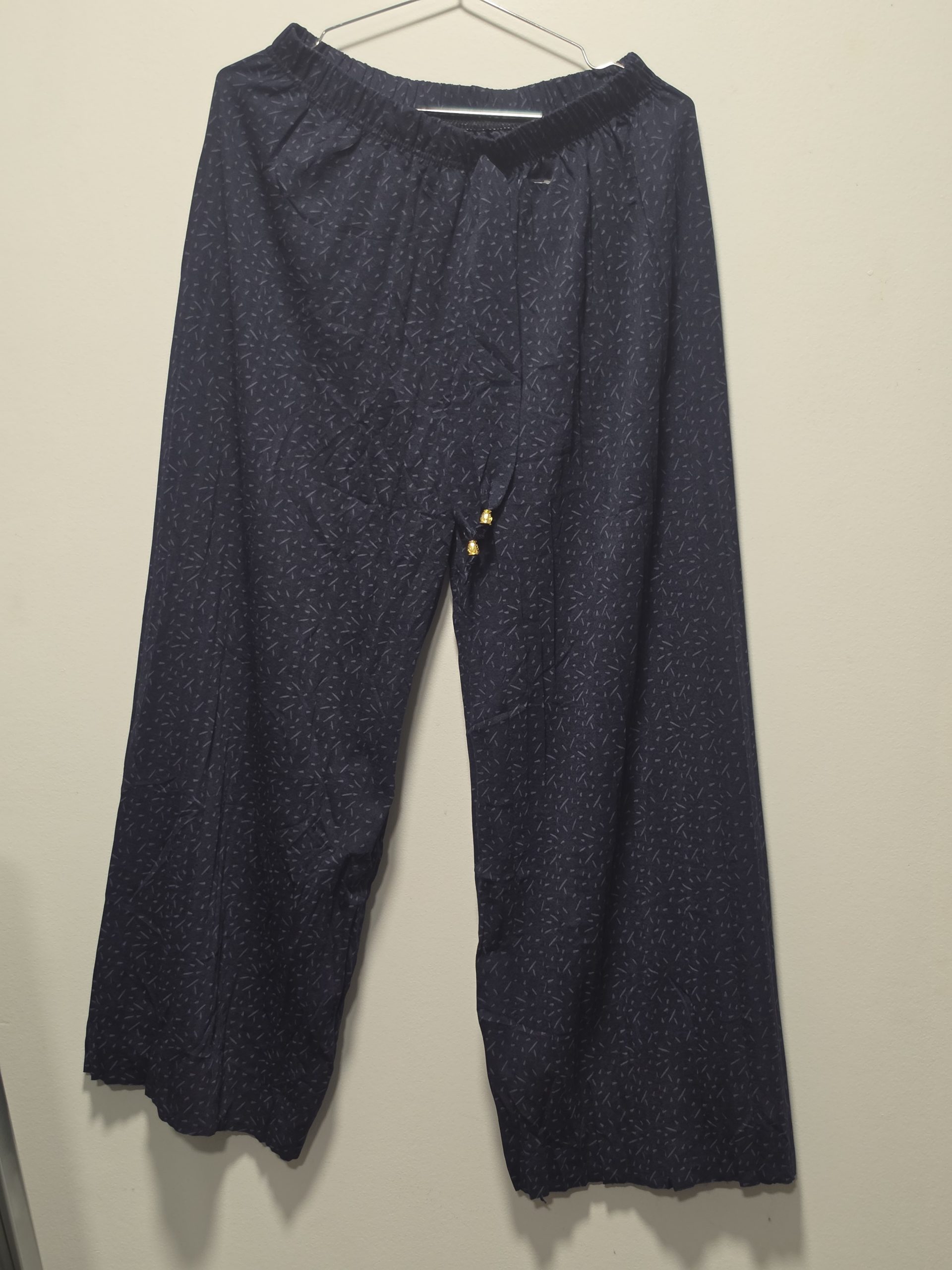 Unbranded Navy Patterned Wide Leg Trousers Size XL