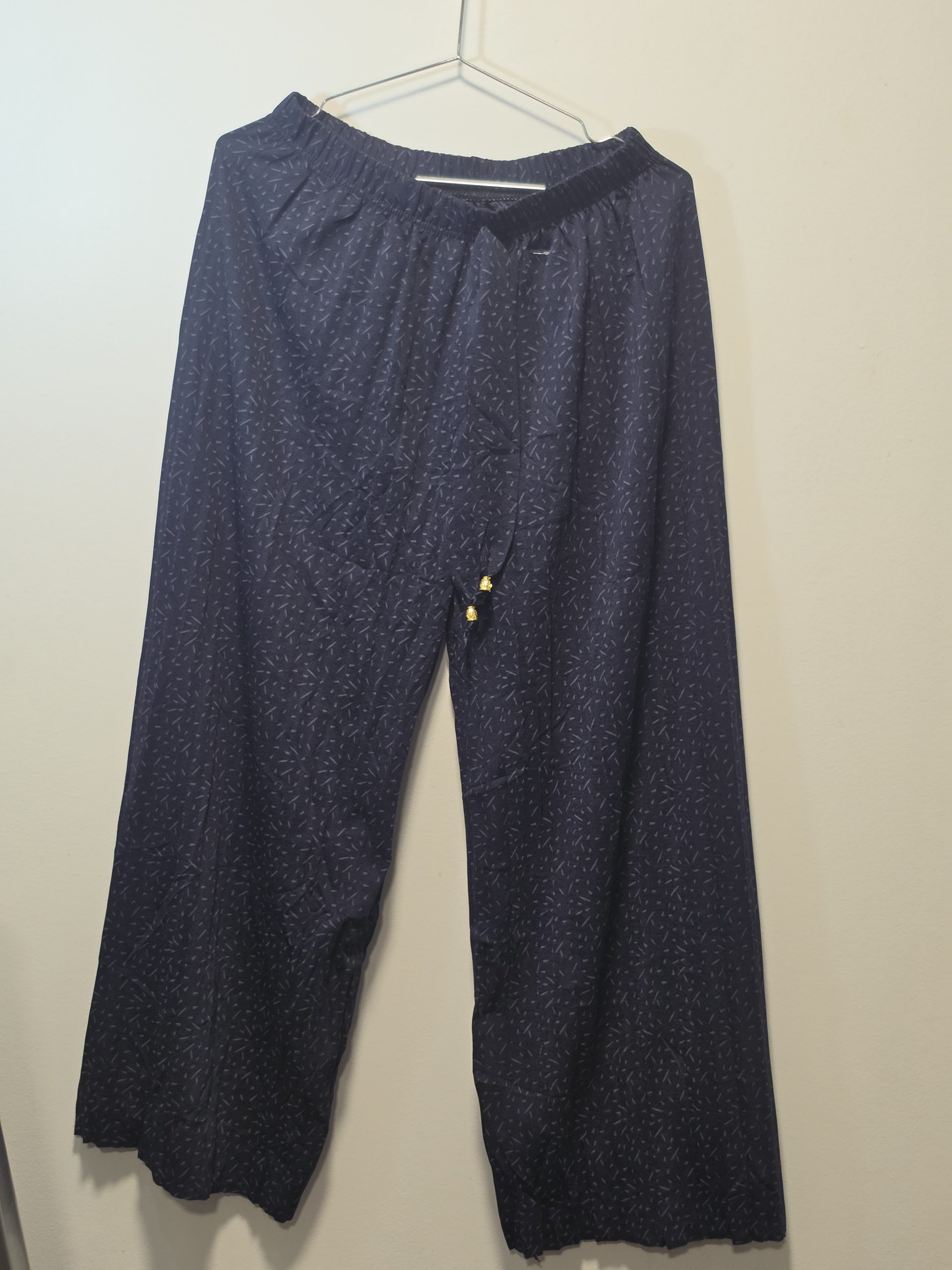 Unbranded Navy Patterned Wide Leg Trousers Size XL image 2