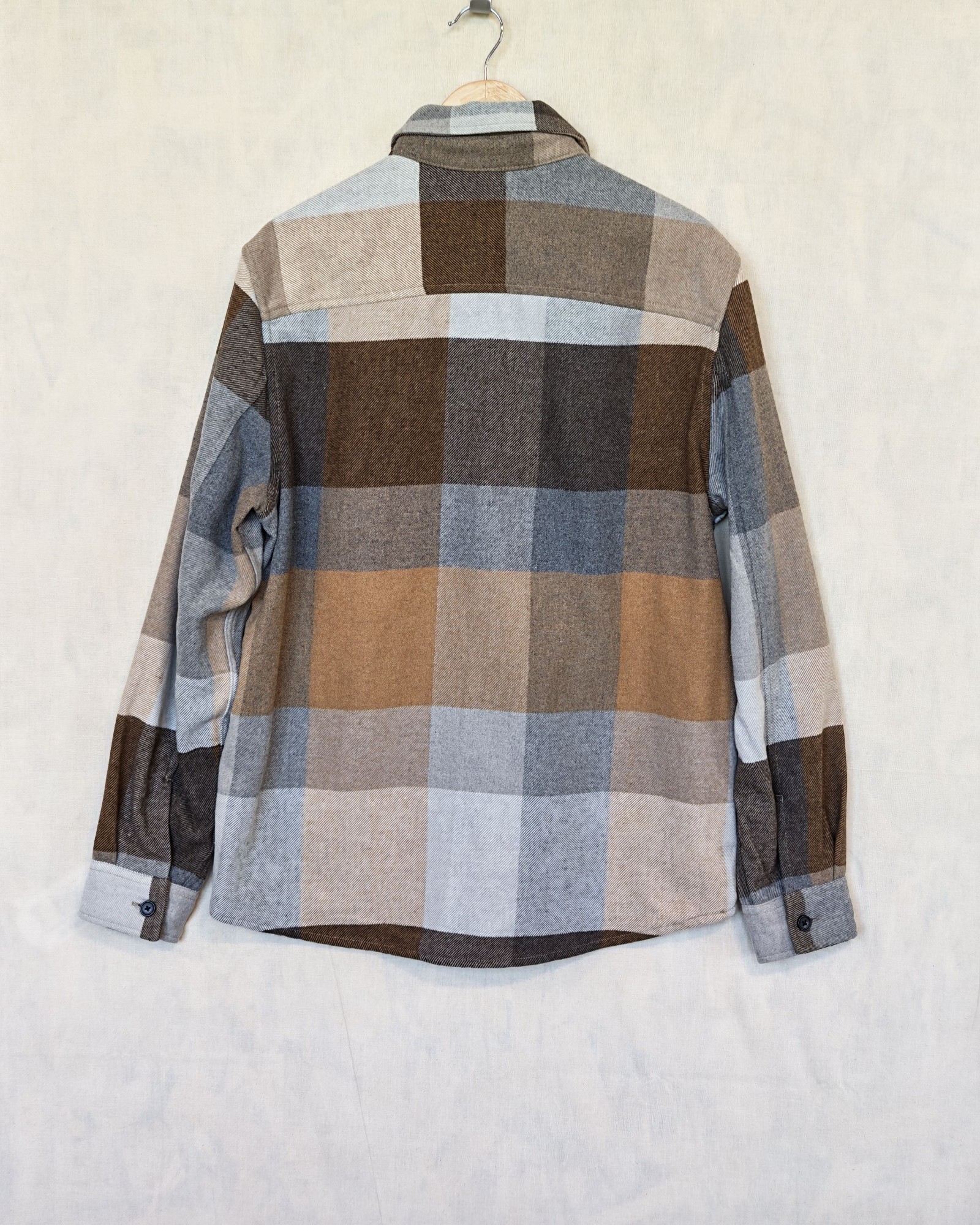 H&M Multi Brown & Grey Check Shirt Jacket Medium image 2
