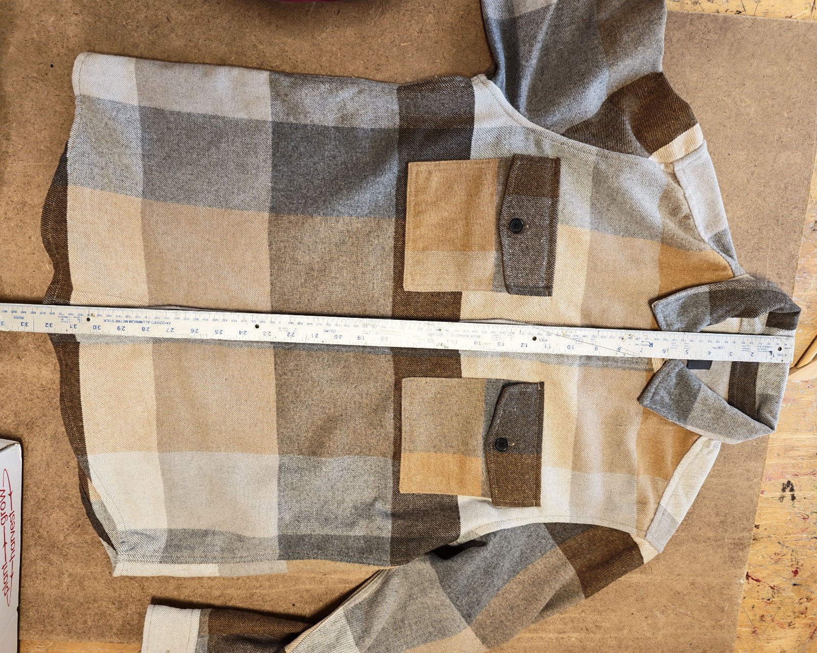 H&M Multi Brown & Grey Check Shirt Jacket Medium image 7