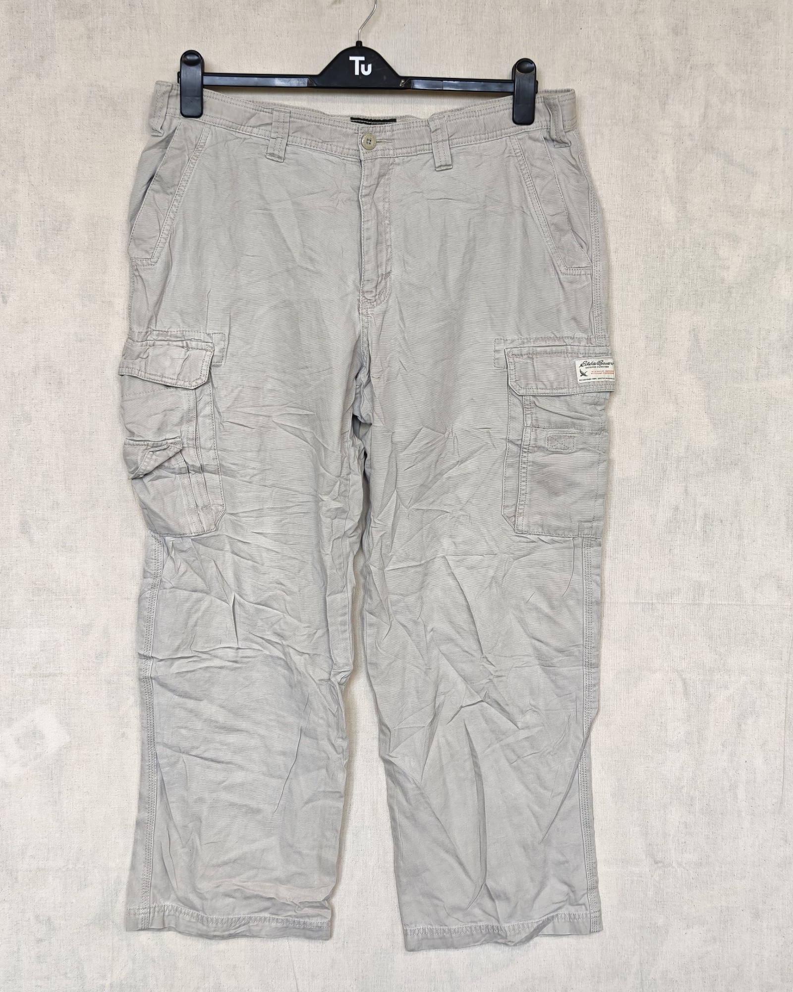 Eddie Bauer Beige Cargo Trousers 38 Waist Cotton Casual