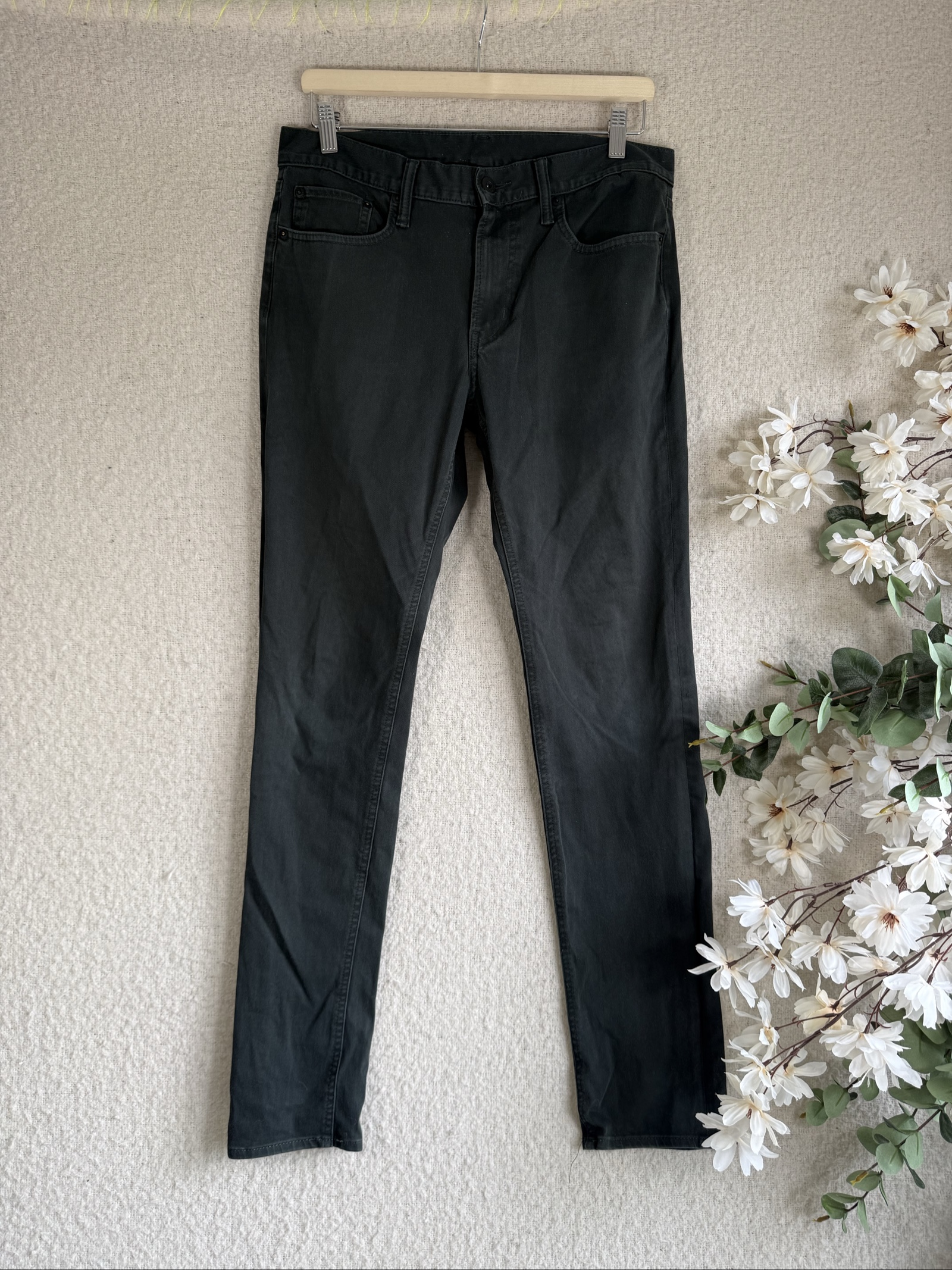 Gu Black Stretch Skinny Jeans UK 8 Classic Denim Cotton Blend