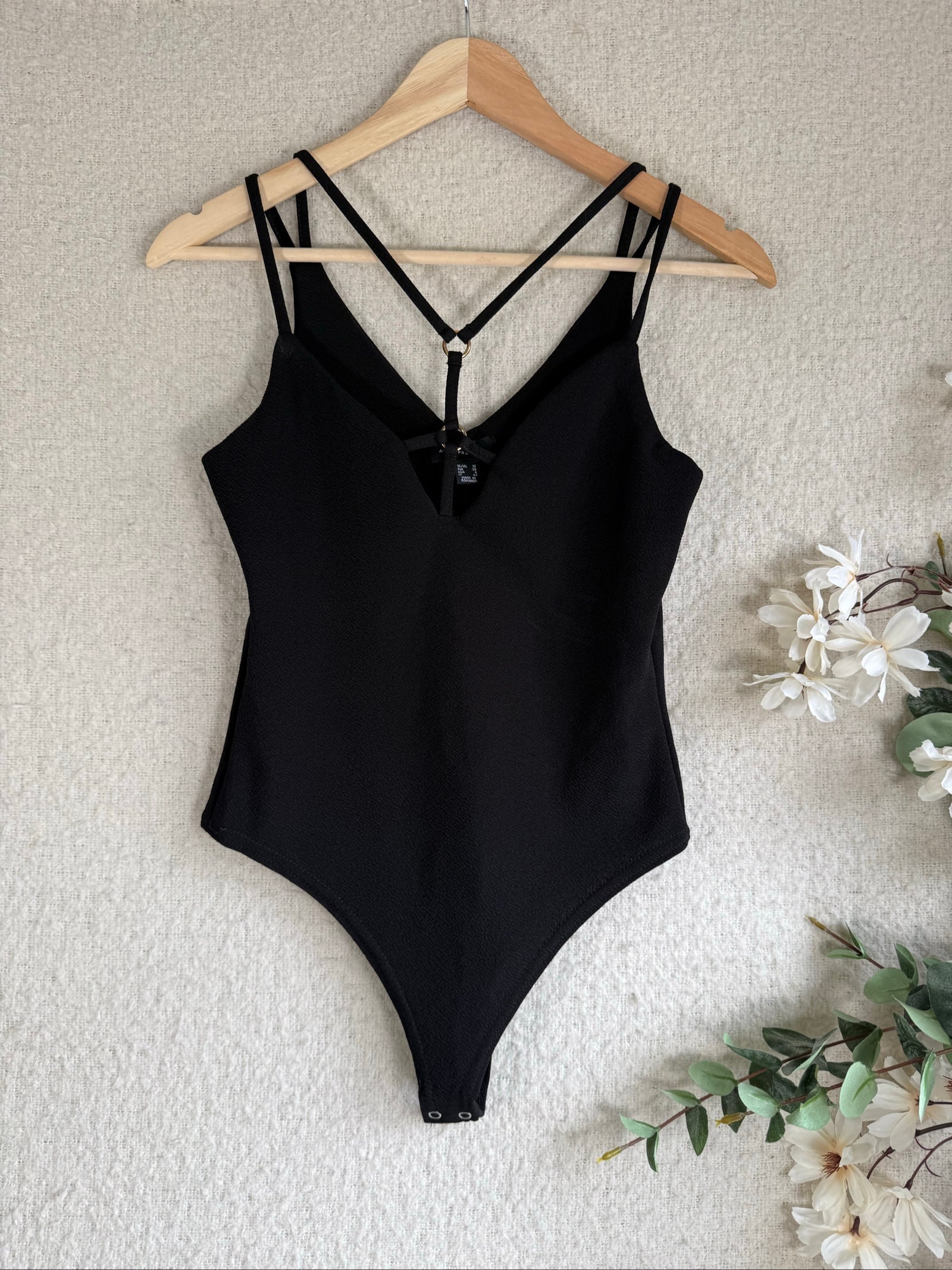 Atmosphere Black Strappy Bodysuit UK 10 Elegant Sleeveless Top