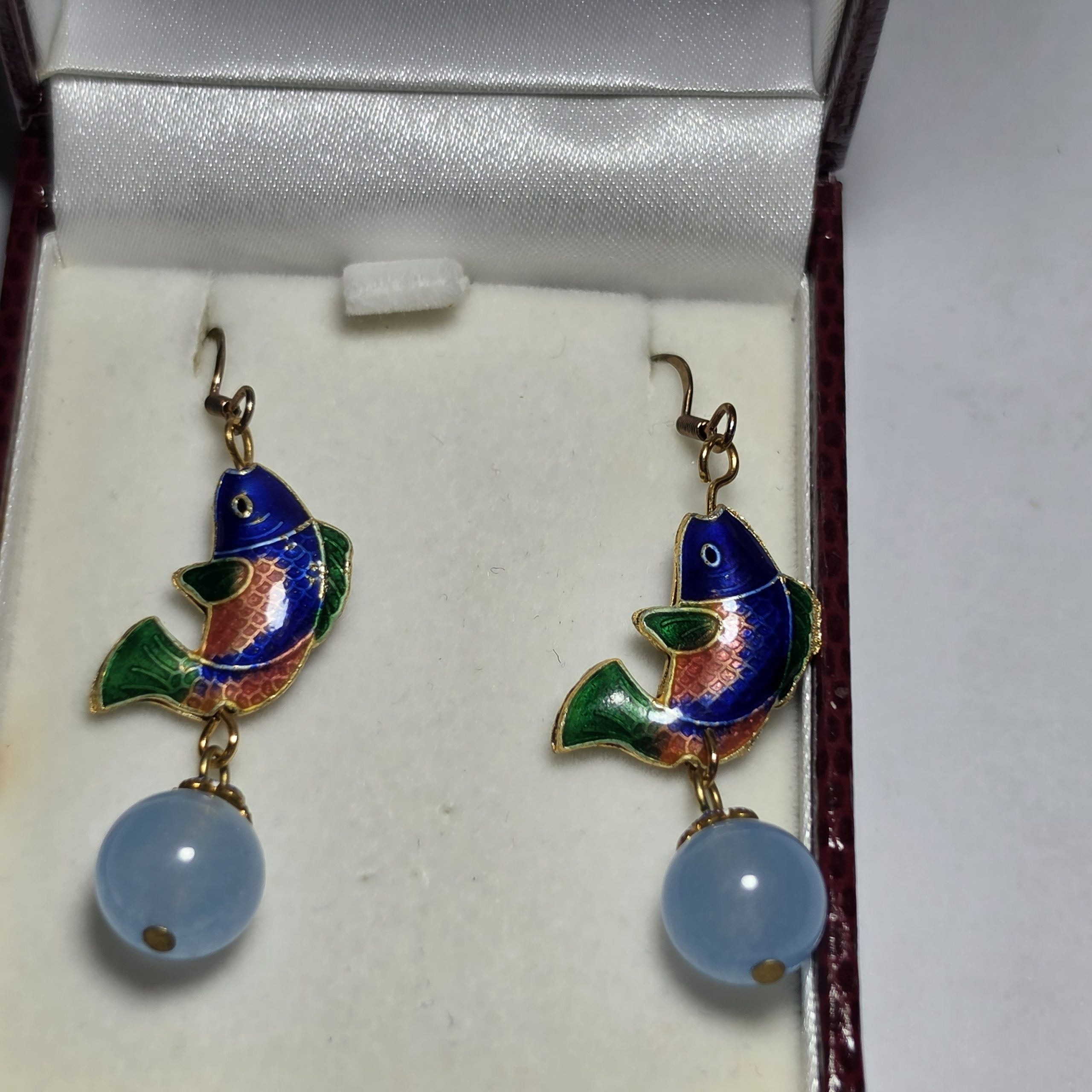 Colorful Fish Motif Drop Earrings 5cm Length Multicolour