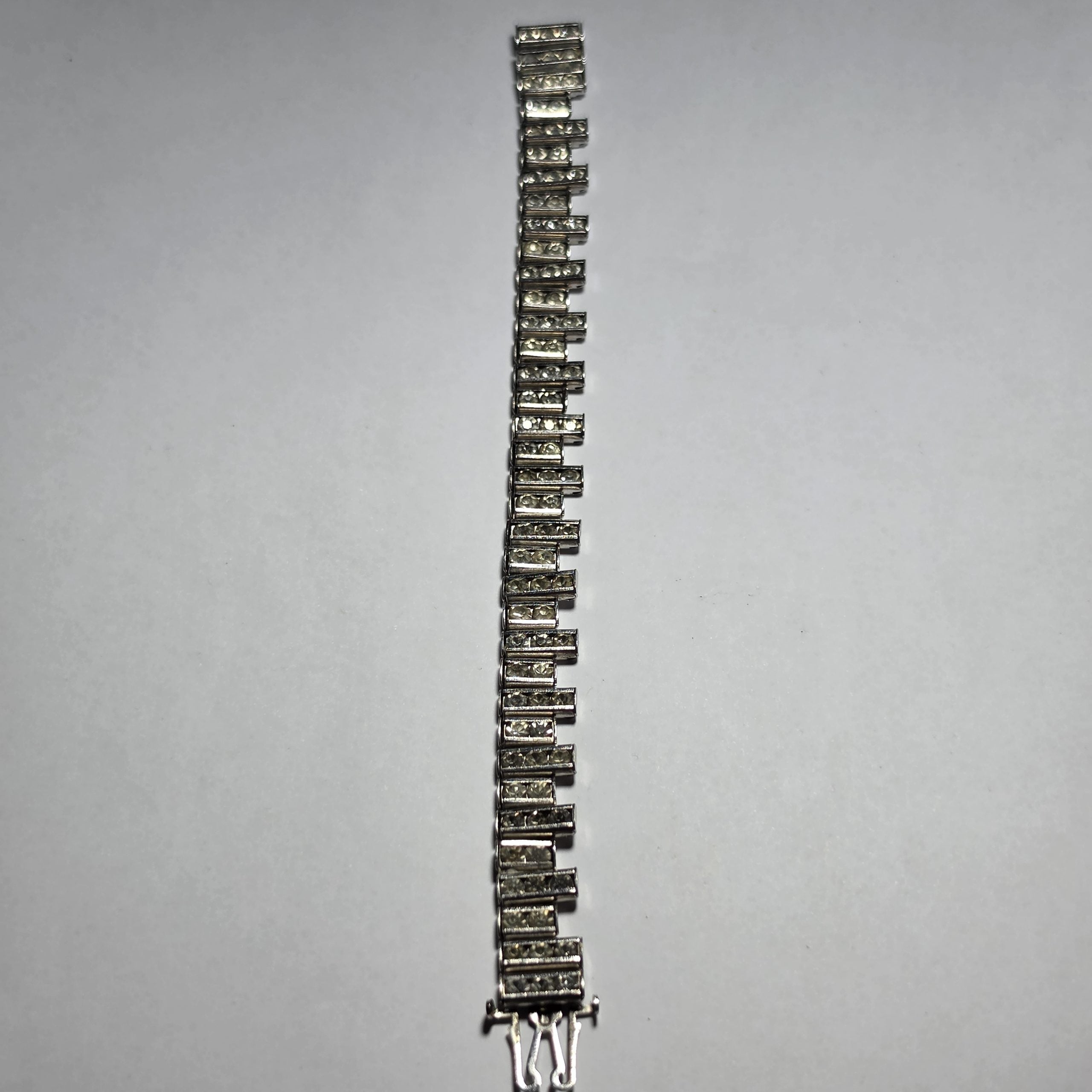 Silver Tone Rhinestone Bracelet 19.5 cm Classic Style