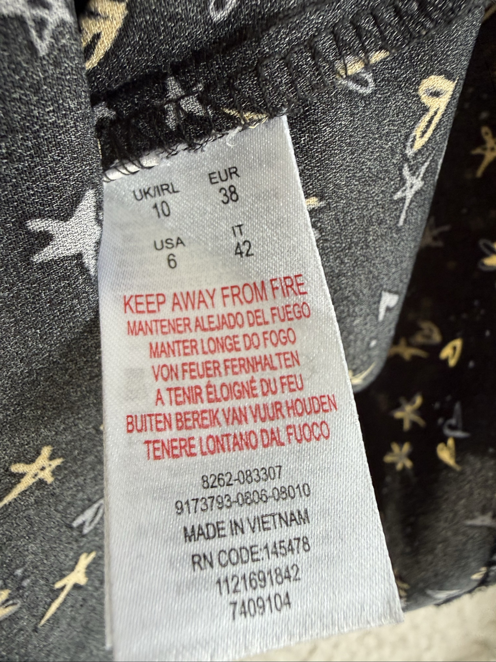 Primark Black Heart & Stars Print Long Sleeve Shirt UK 10 Stylish Casual Alternative image 5