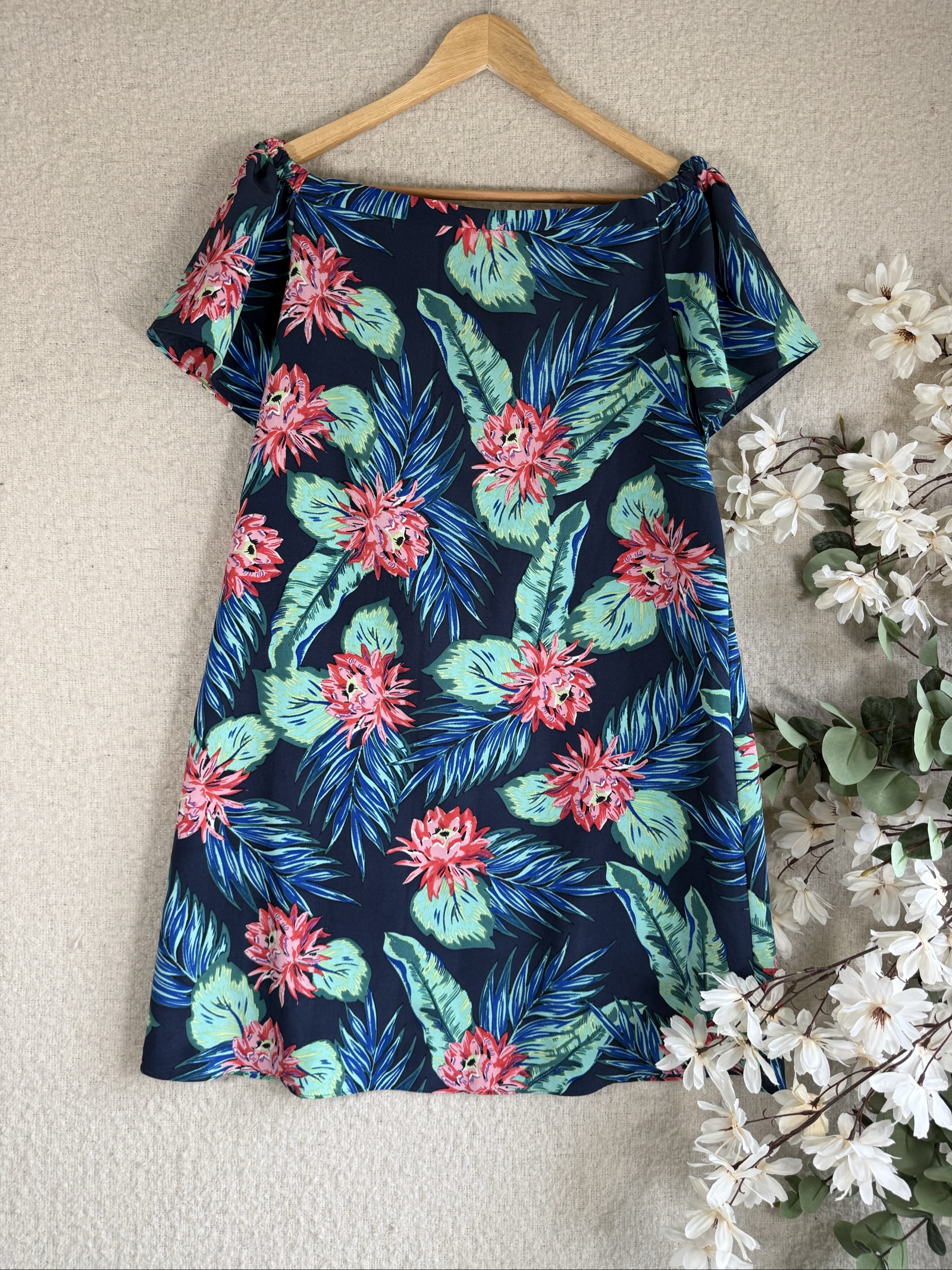 George Navy Blue Floral Print Summer Dress UK 10 Casual Lightweight Tunic