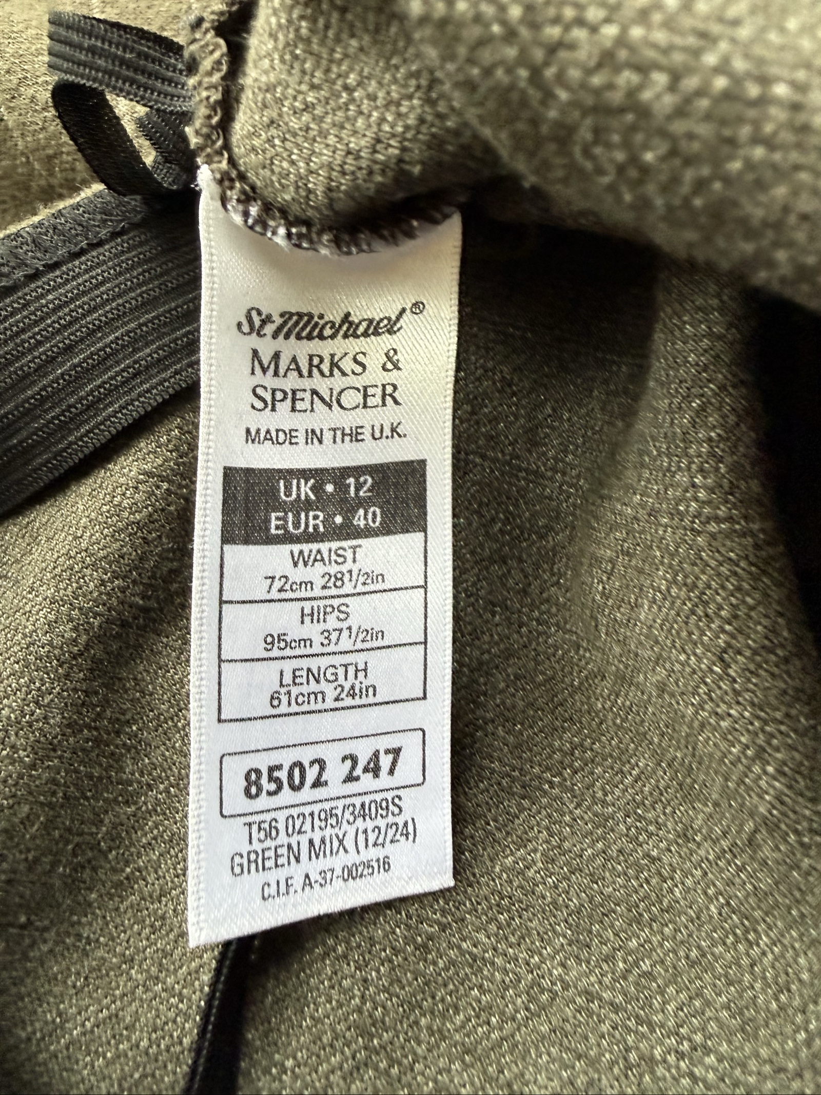 Marks & Spencer Green Mix Pinstripe Skirt UK 12 Wool Blend Classic Fit image 3