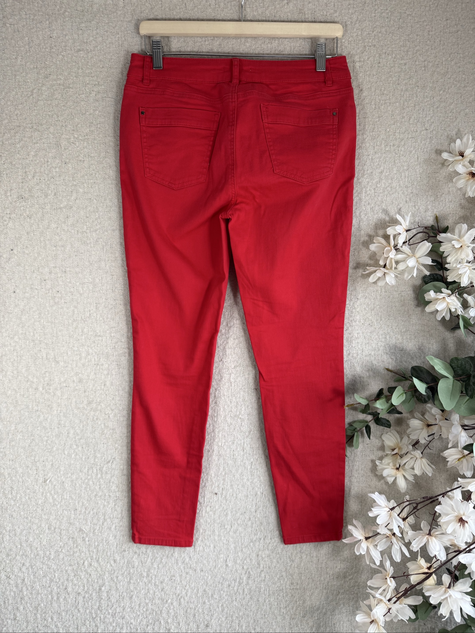 Tu Red Skinny Jeans Women Size 12 Slim Fit Cotton Modal Stretch image 4