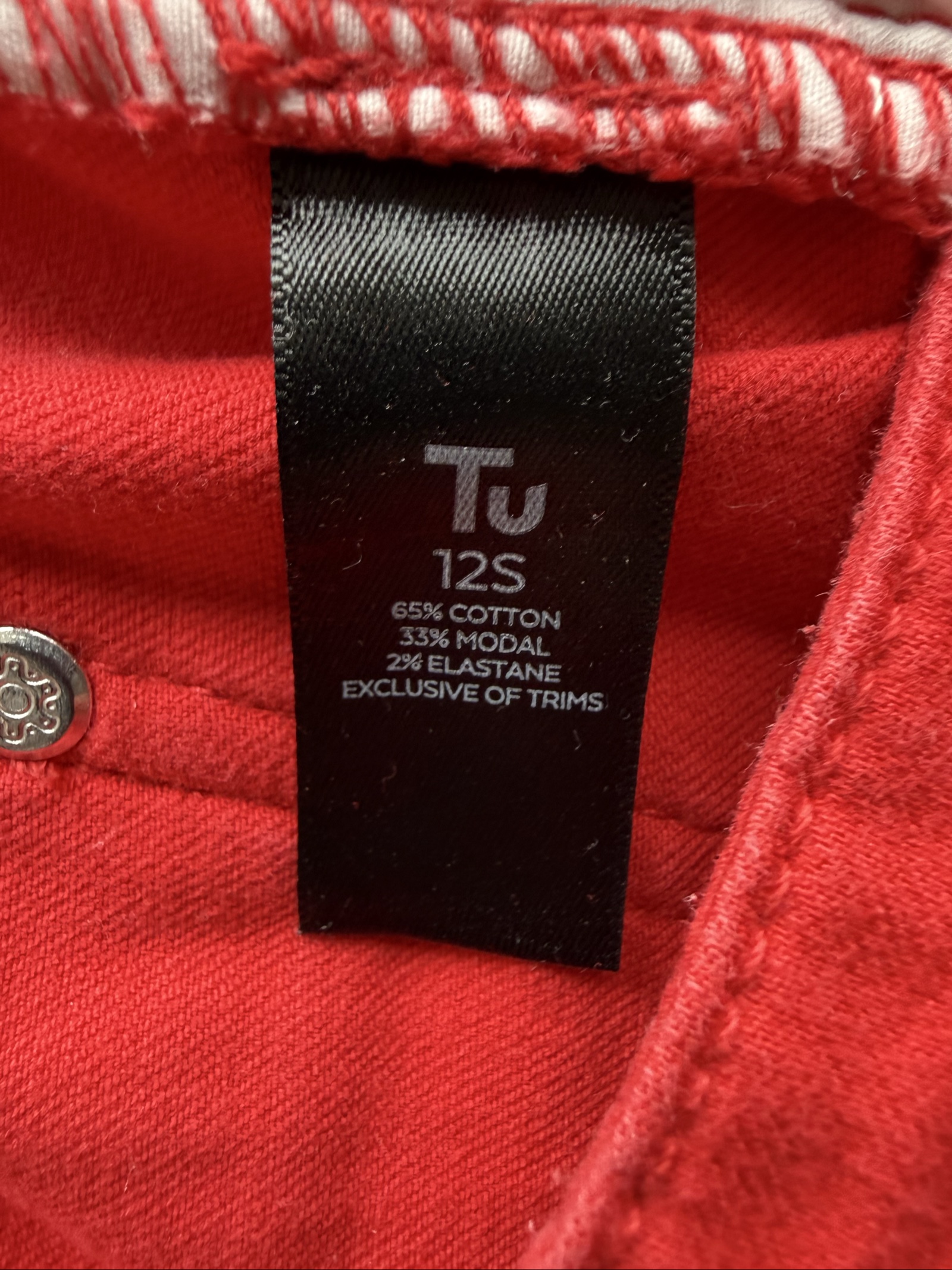 Tu Red Skinny Jeans Women Size 12 Slim Fit Cotton Modal Stretch image 5