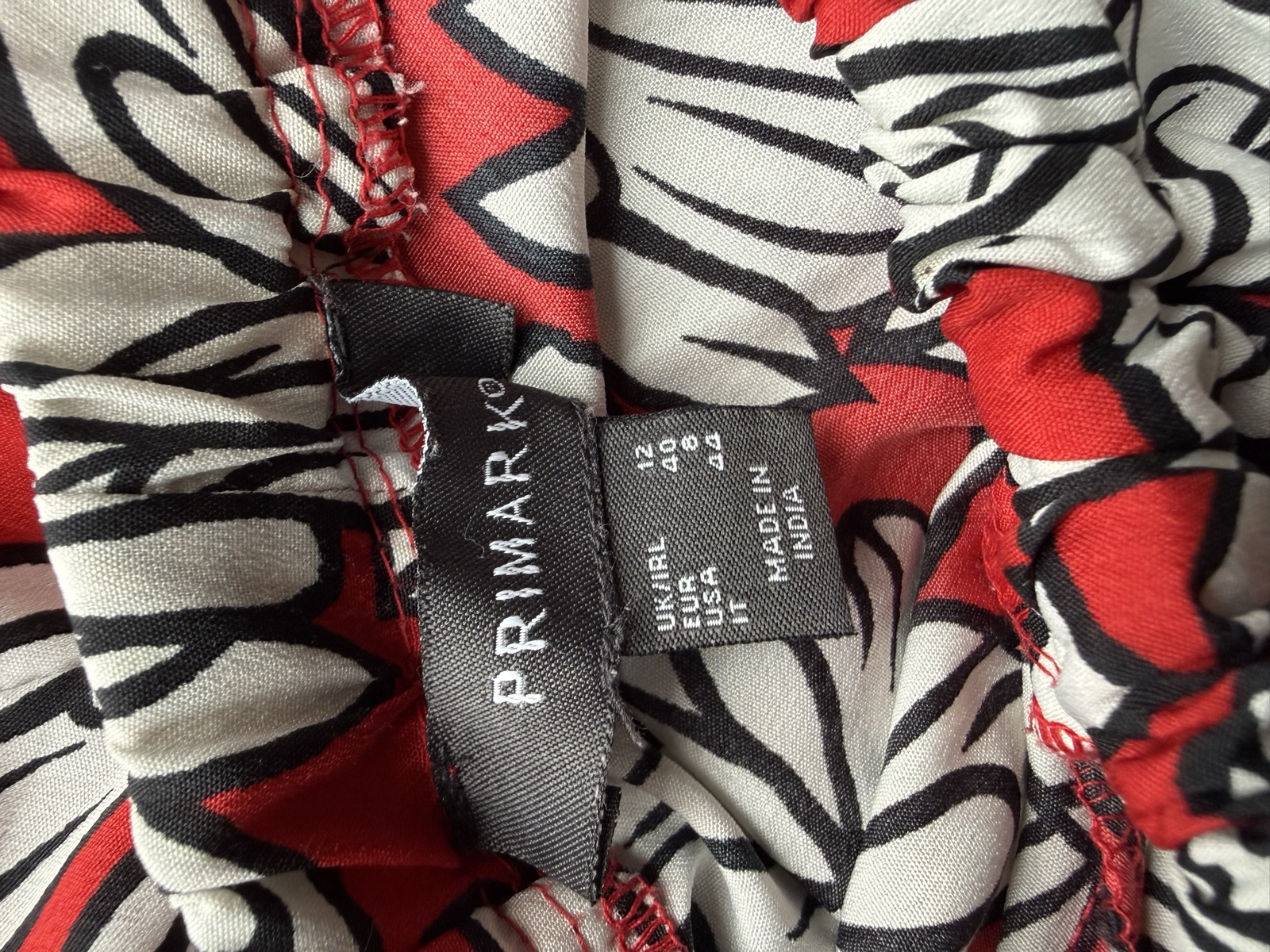 Primark Red & White Floral Print Off Shoulder Dress UK 12 Casual Summer Tunic image 3