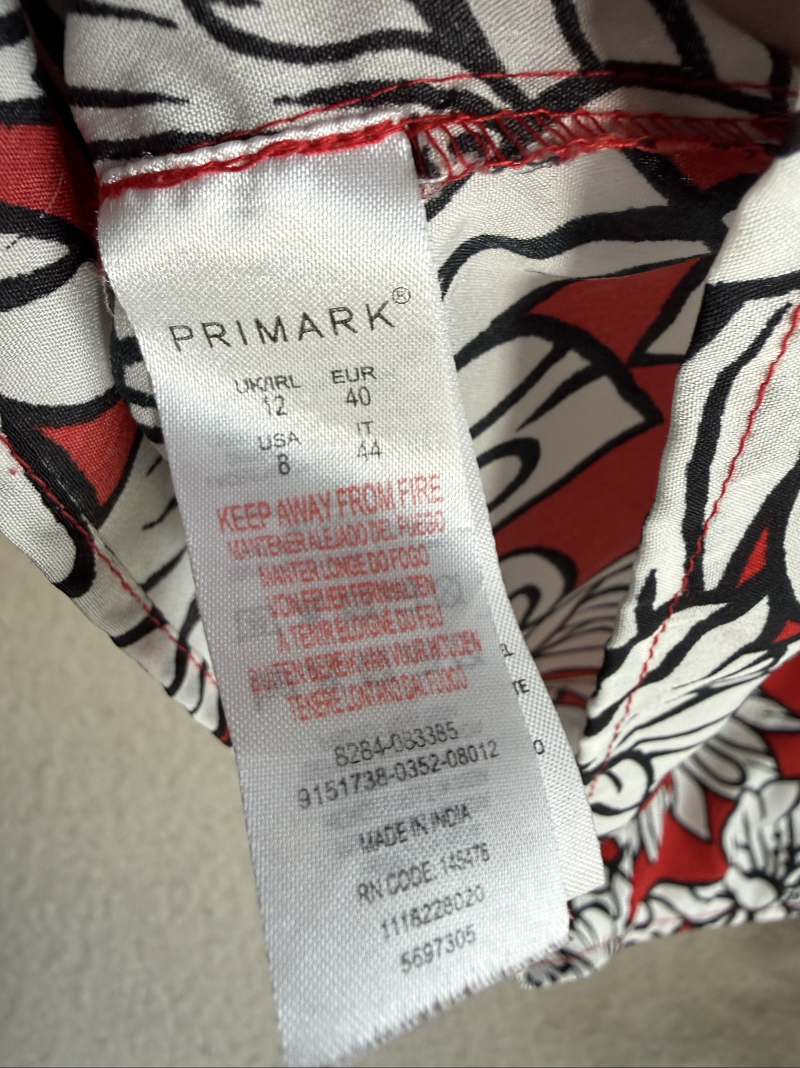 Primark Red & White Floral Print Off Shoulder Dress UK 12 Casual Summer Tunic image 5