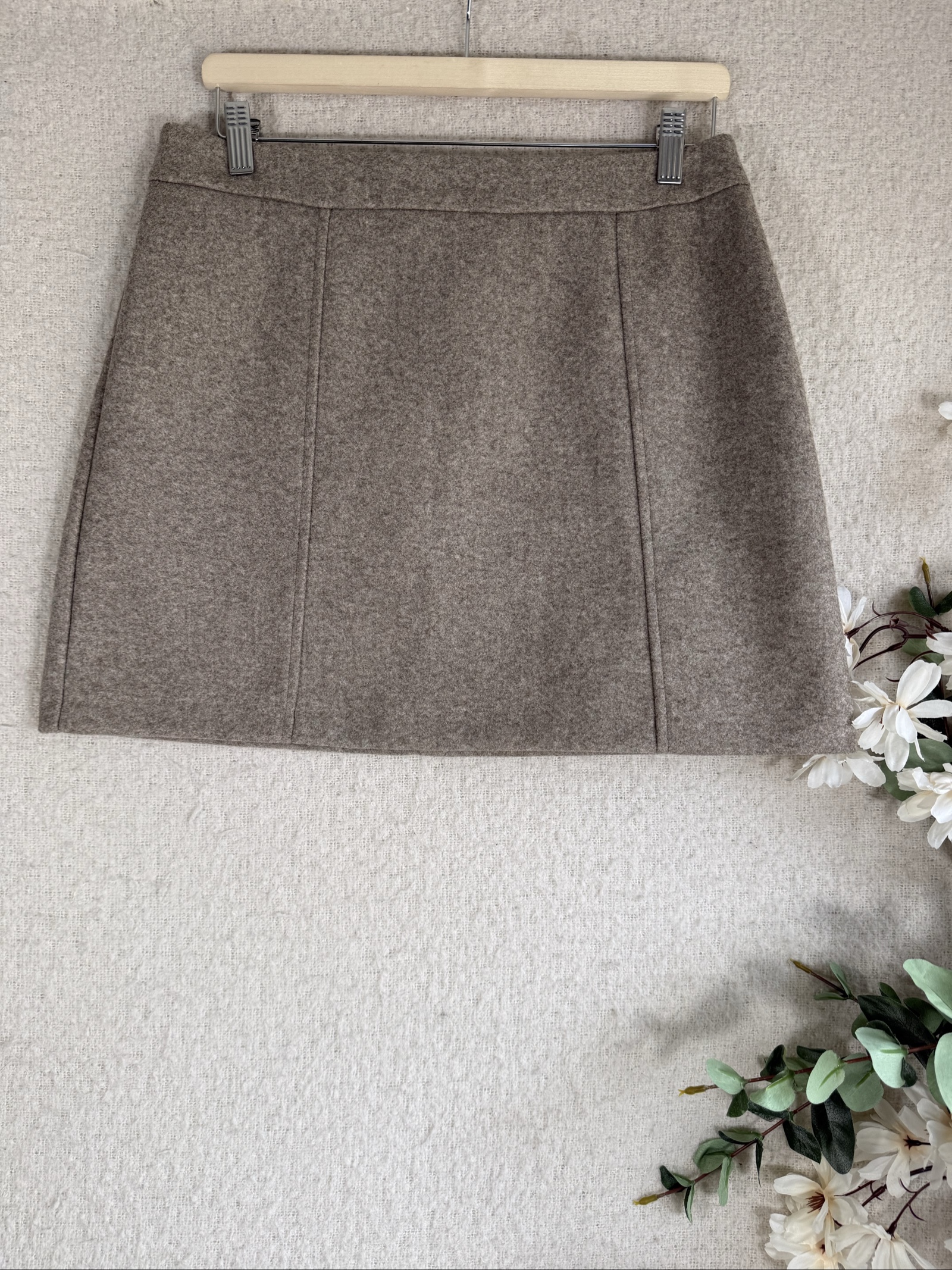 George Beige Wool Blend Mini Skirt UK 12 Simple Classic Style