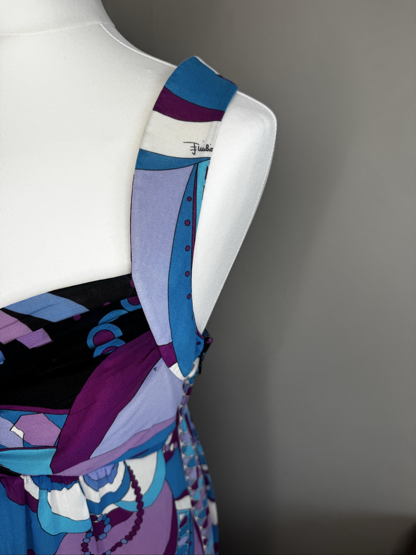 Emilio Pucci Multi Purple Patterned bustier Dress Size 38 image 2