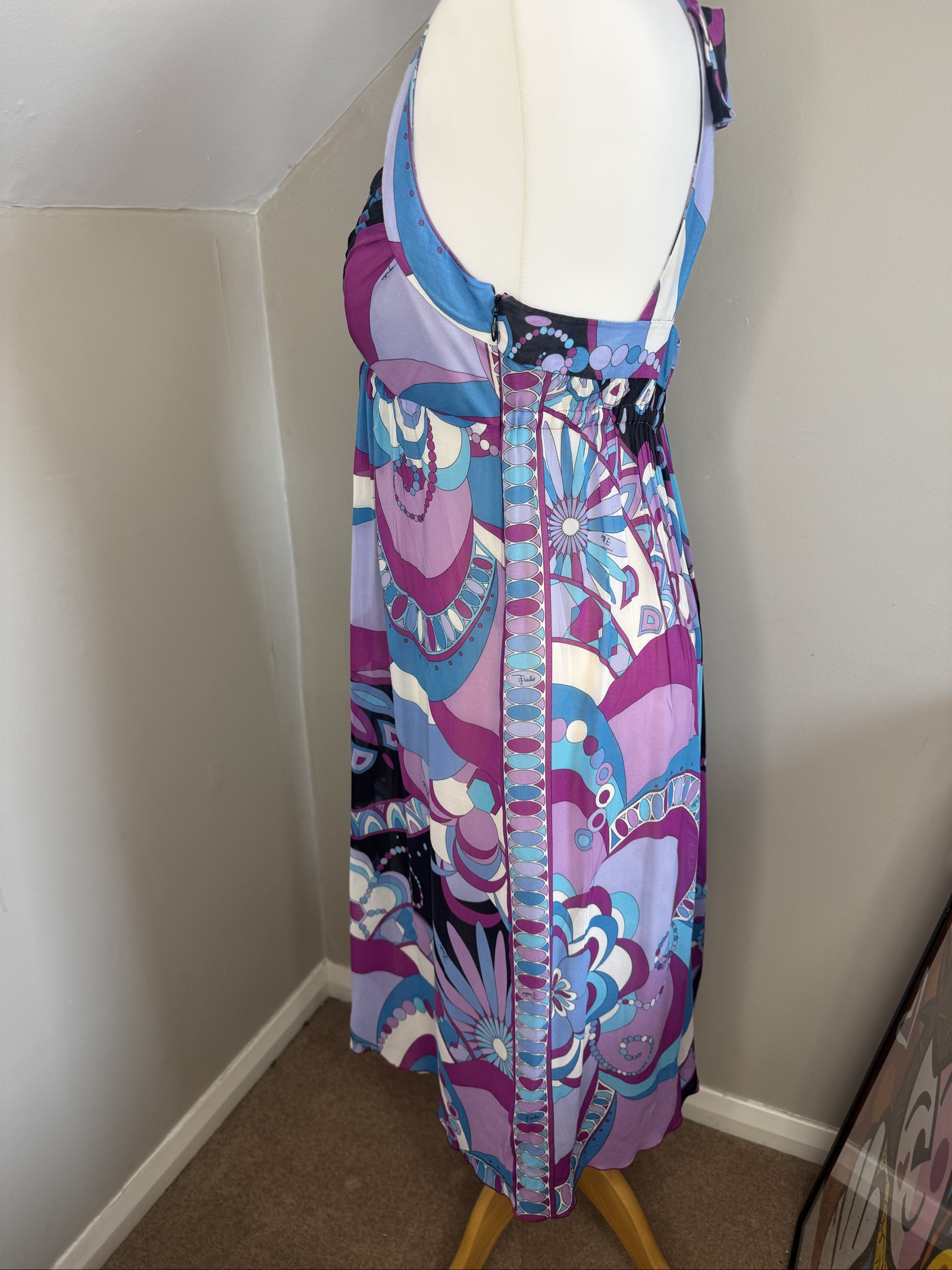 Emilio Pucci Multi Purple Patterned bustier Dress Size 38 image 5