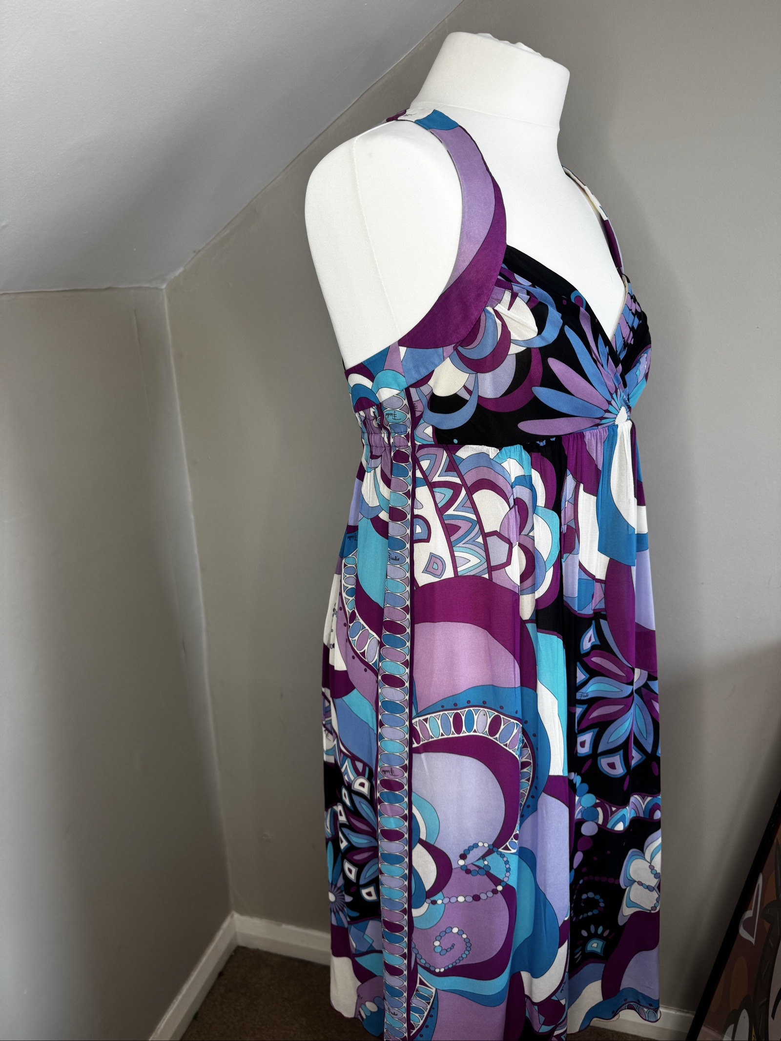 Emilio Pucci Multi Purple Patterned bustier Dress Size 38 image 9