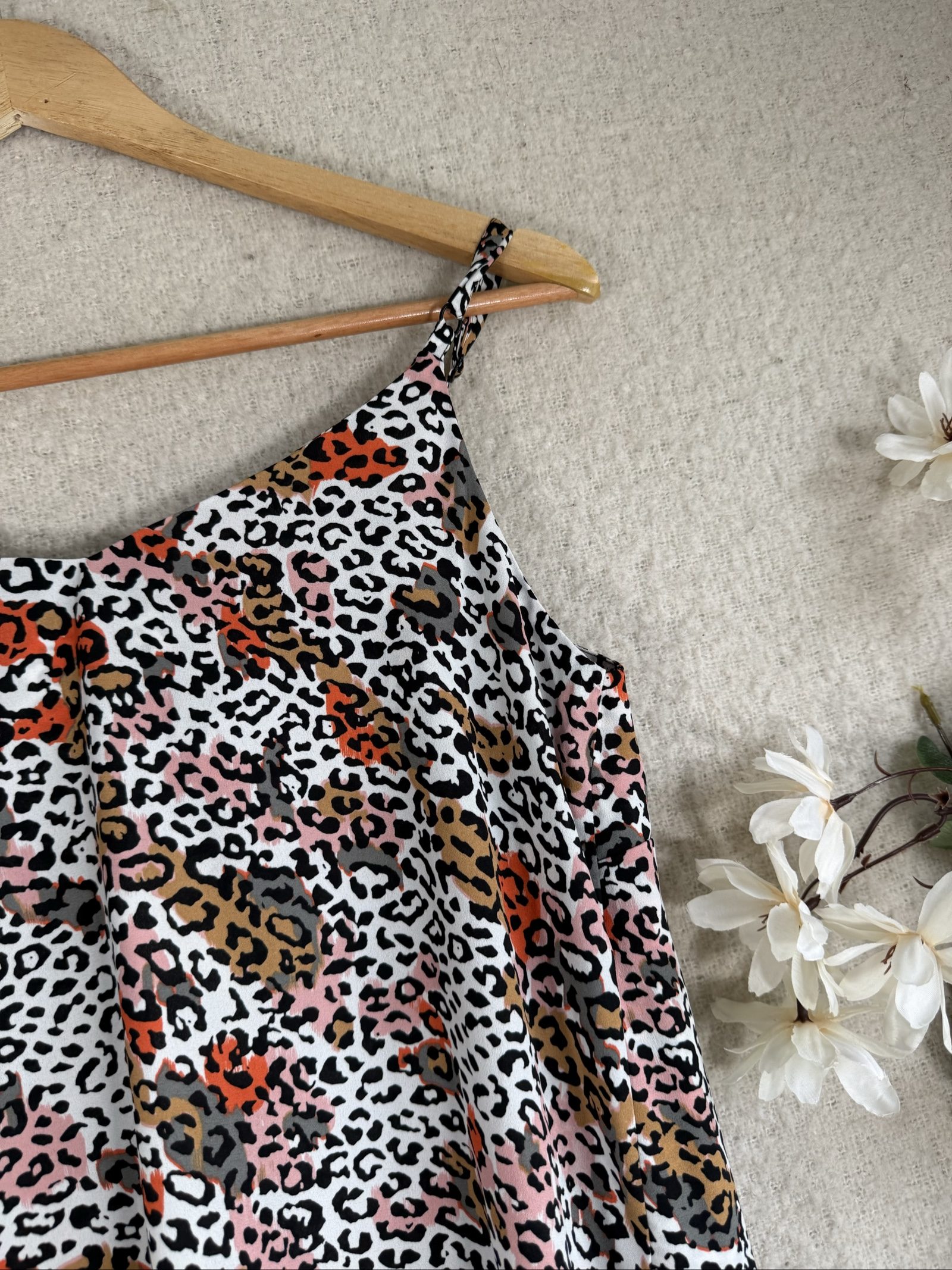 George White Multi Leopard Print Cami Vest Top UK 10 Lightweight Summer image 3