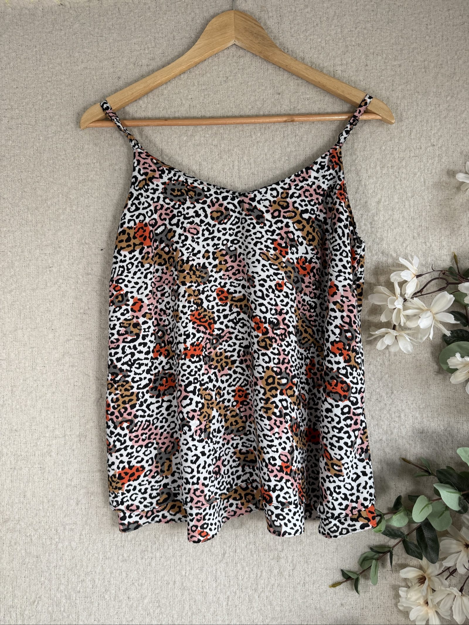 George White Multi Leopard Print Cami Vest Top UK 10 Lightweight Summer image 4