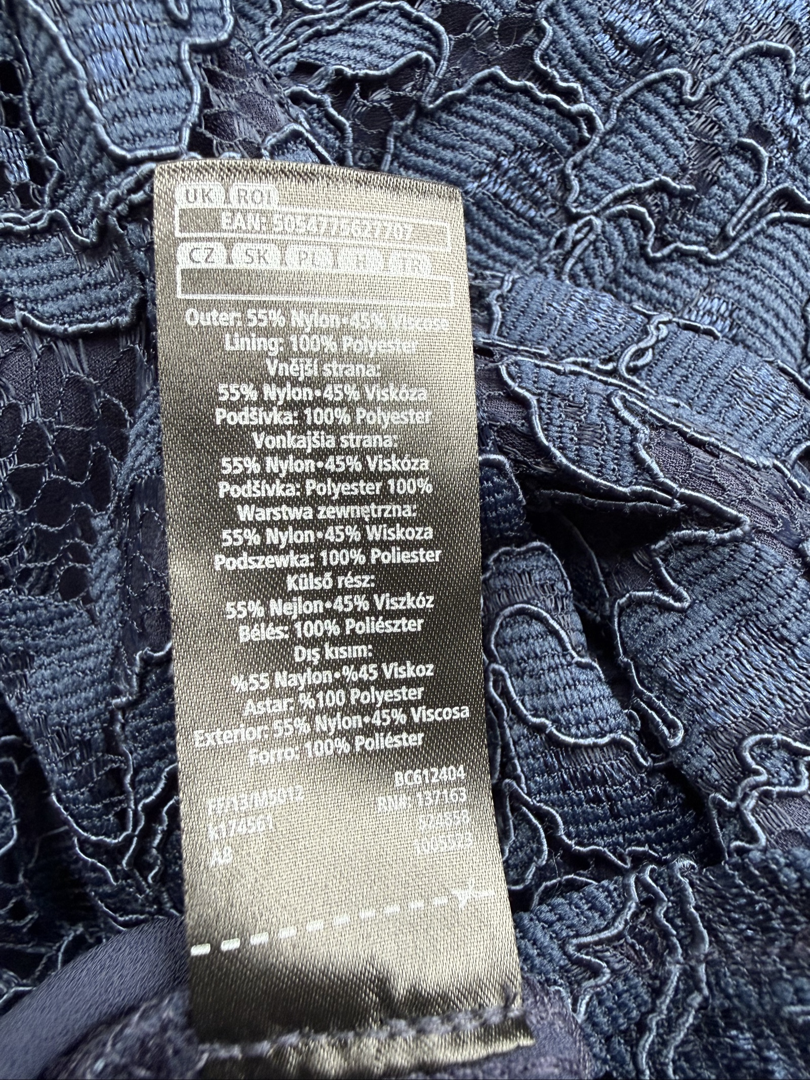 F&F Navy Blue Lace Pencil Skirt UK 12 Elegant Floral Overlay Occasion image 7