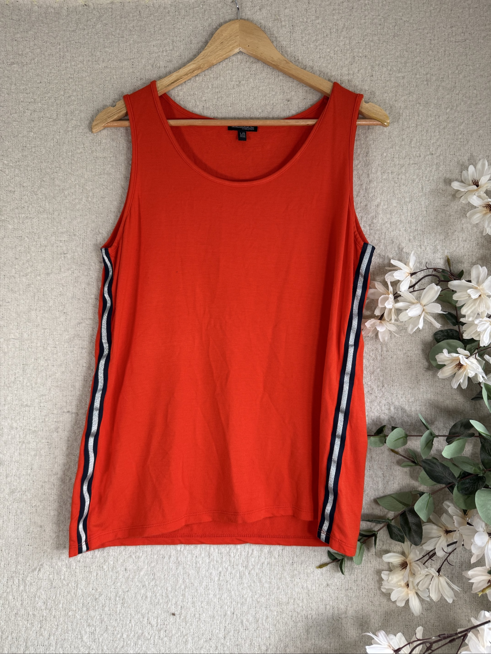 Conrad C Red Sleeveless Tank Top Large with Side Stripe Detail Casual