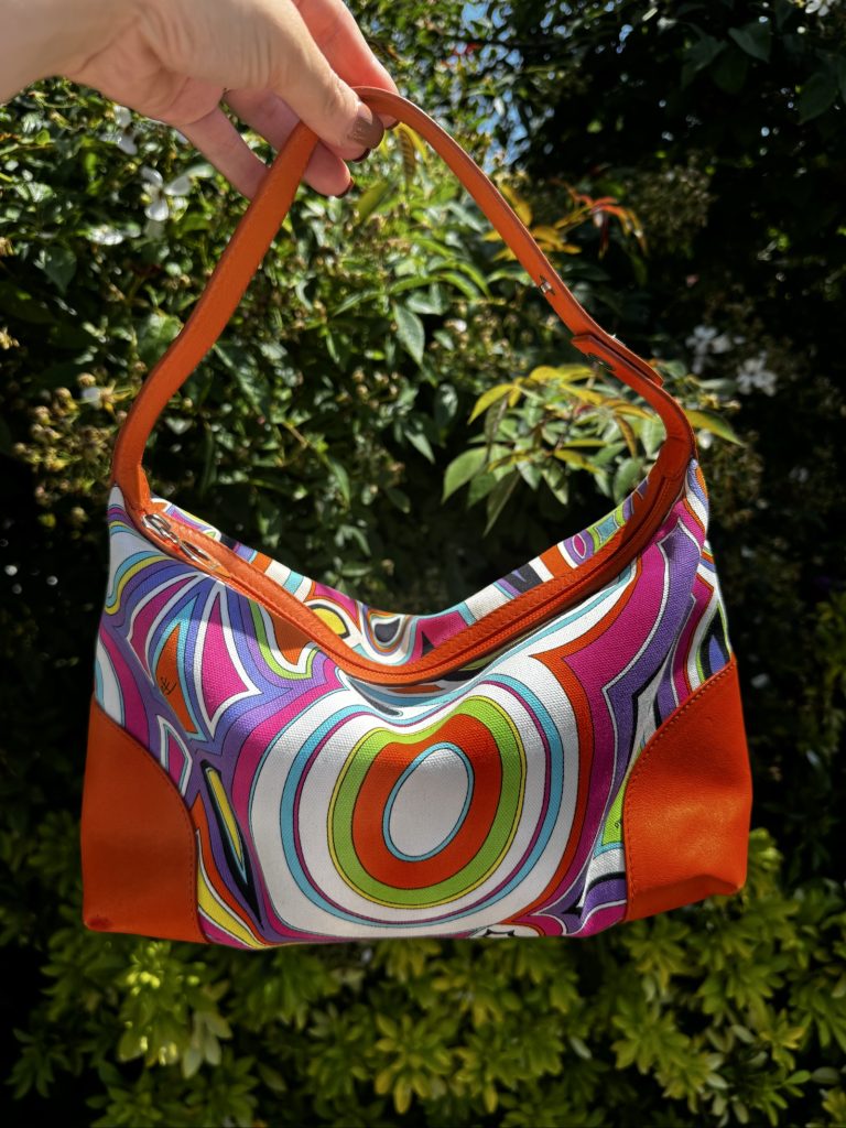 Emilio Pucci Orange Multi Print Shoulder Bag
