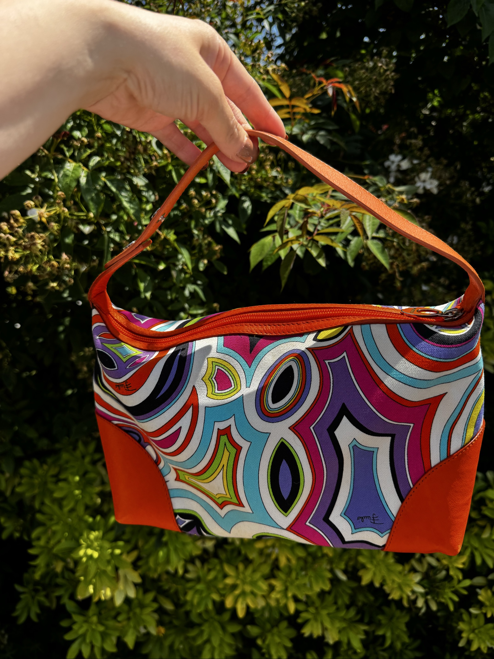 Emilio Pucci Orange Multi Print Shoulder Bag image 2