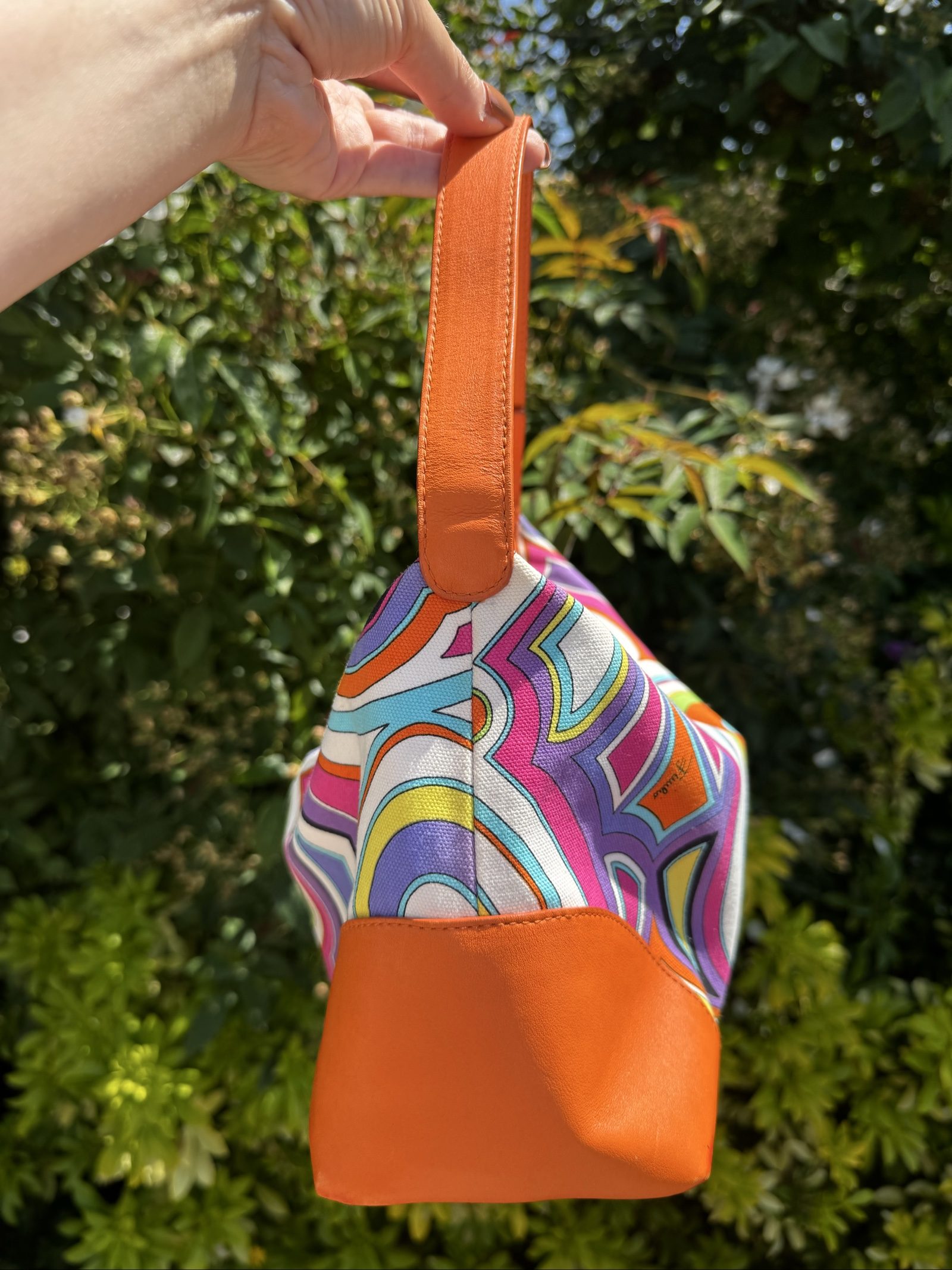 Emilio Pucci Orange Multi Print Shoulder Bag image 3