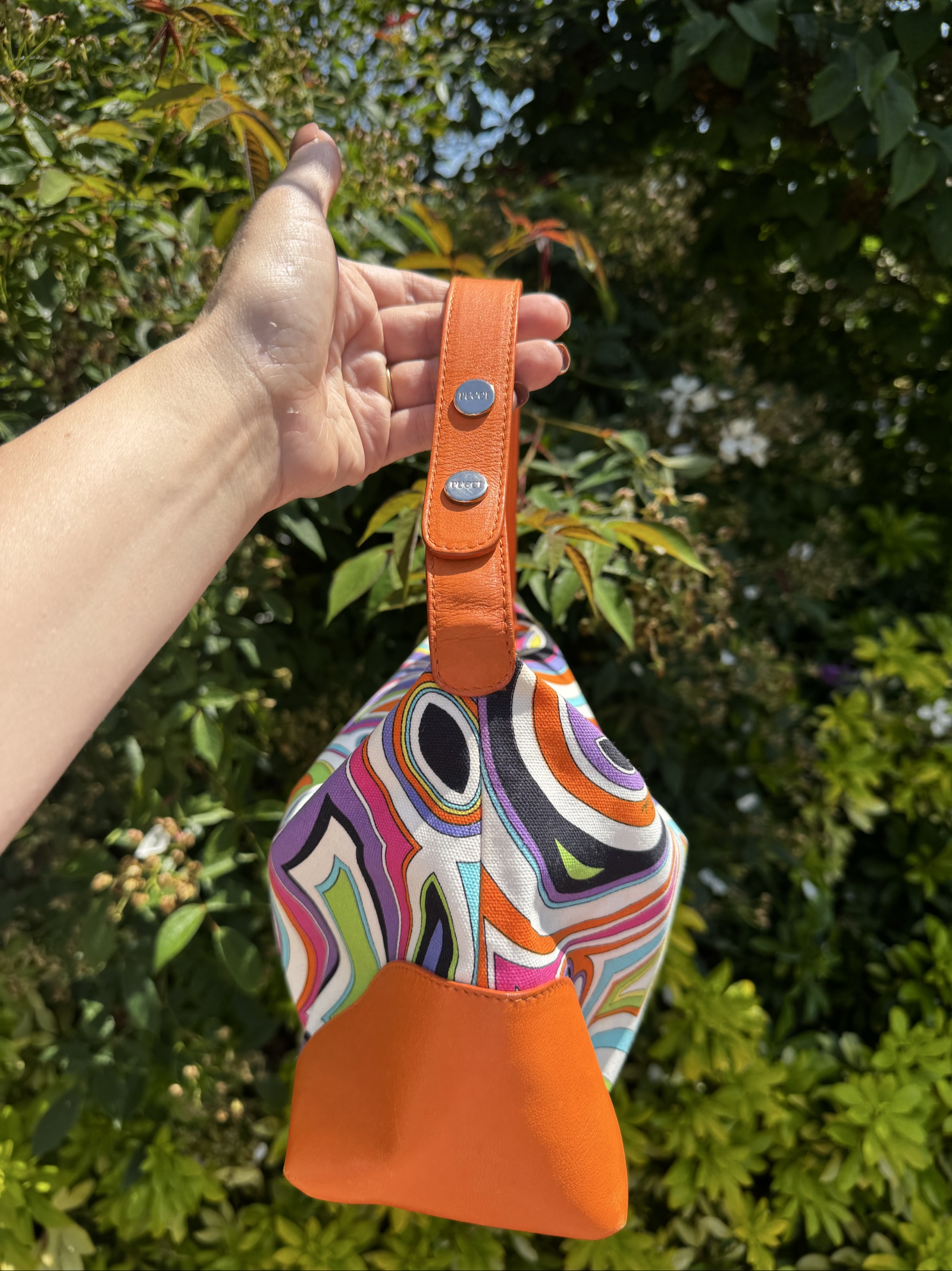 Emilio Pucci Orange Multi Print Shoulder Bag image 4