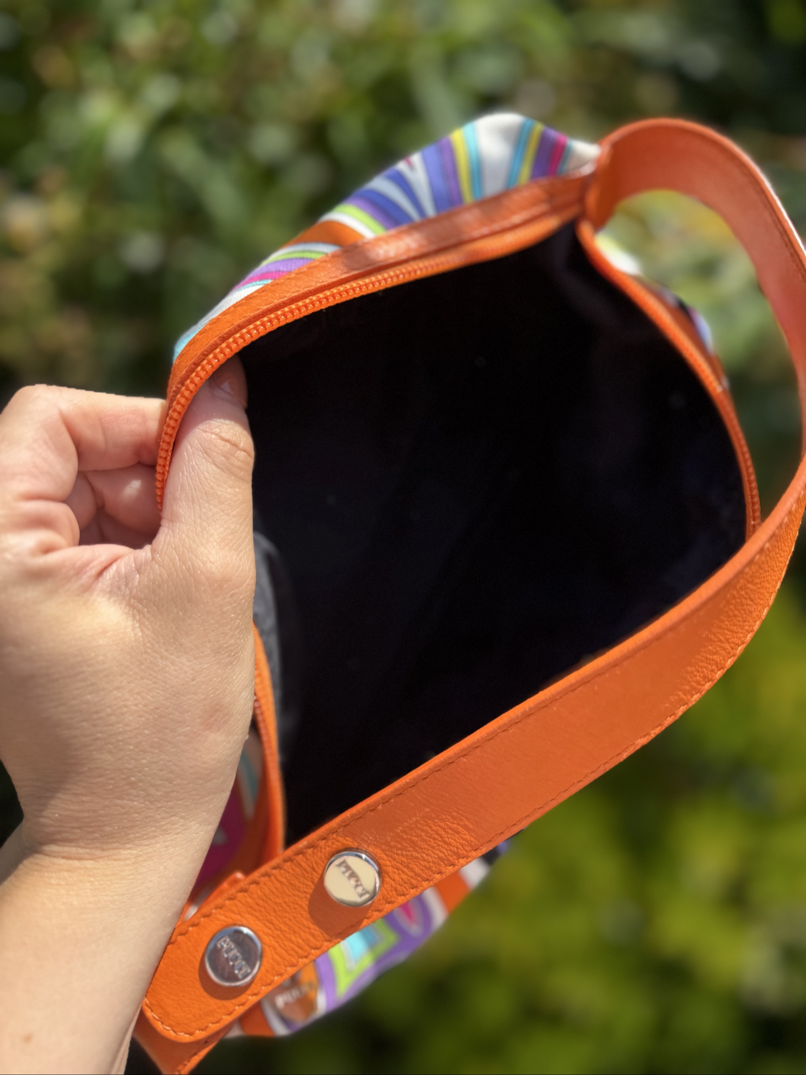 Emilio Pucci Orange Multi Print Shoulder Bag image 5