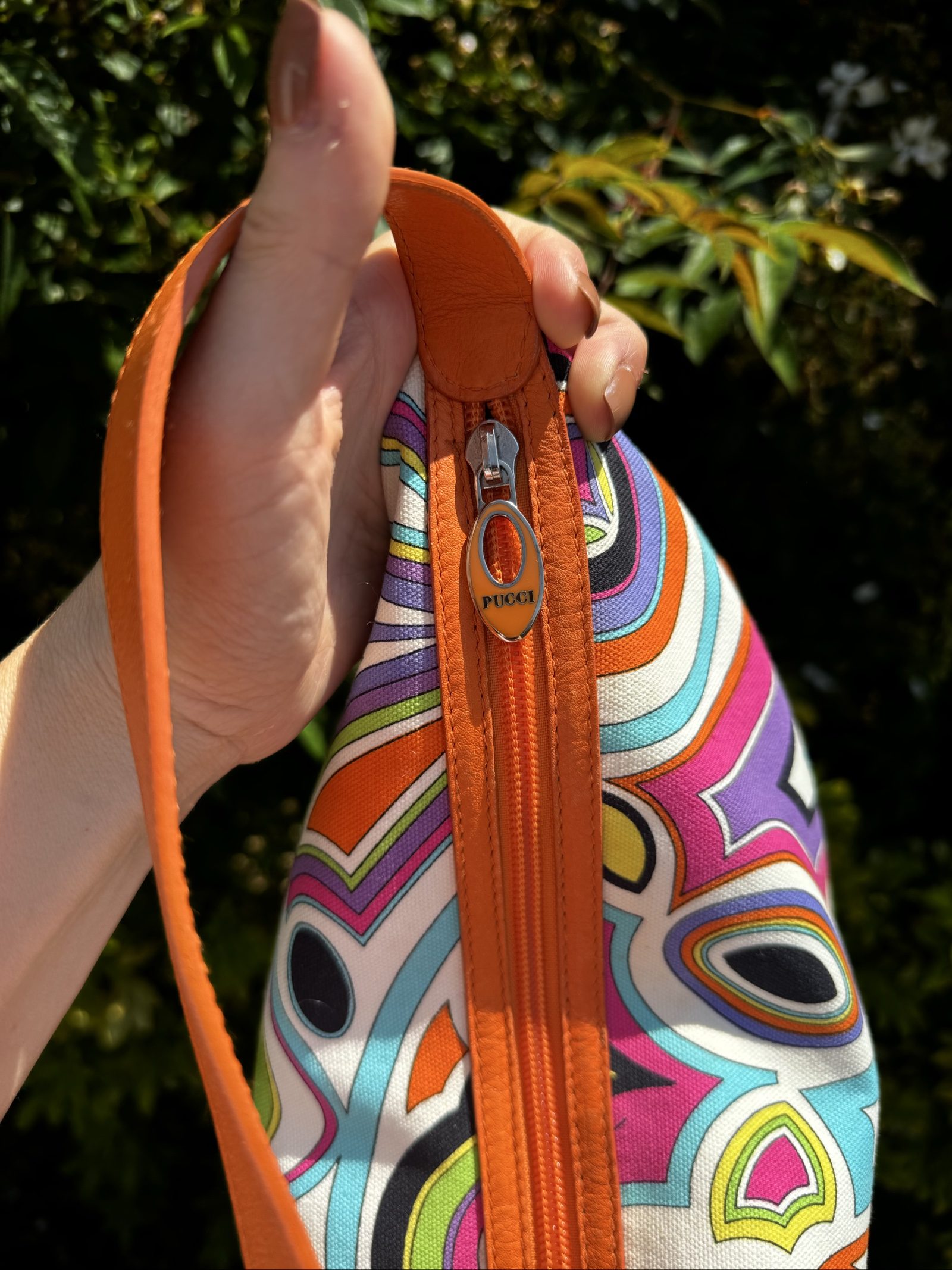 Emilio Pucci Orange Multi Print Shoulder Bag image 6