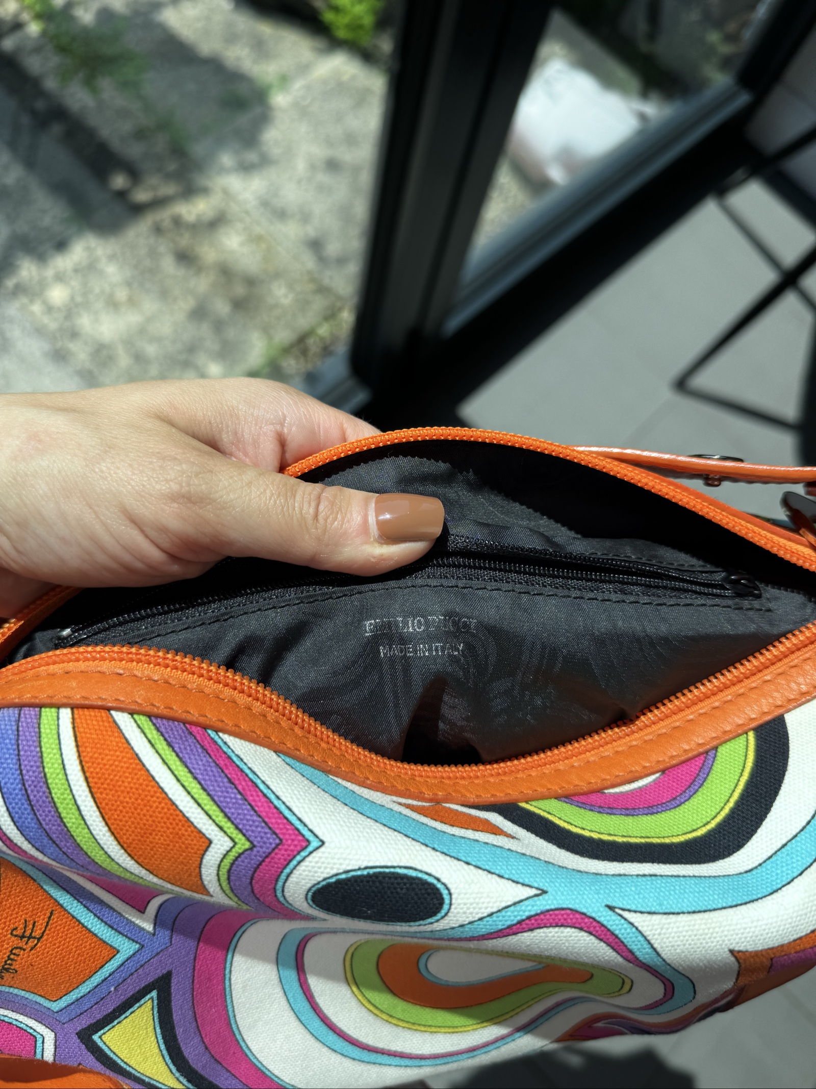 Emilio Pucci Orange Multi Print Shoulder Bag image 7