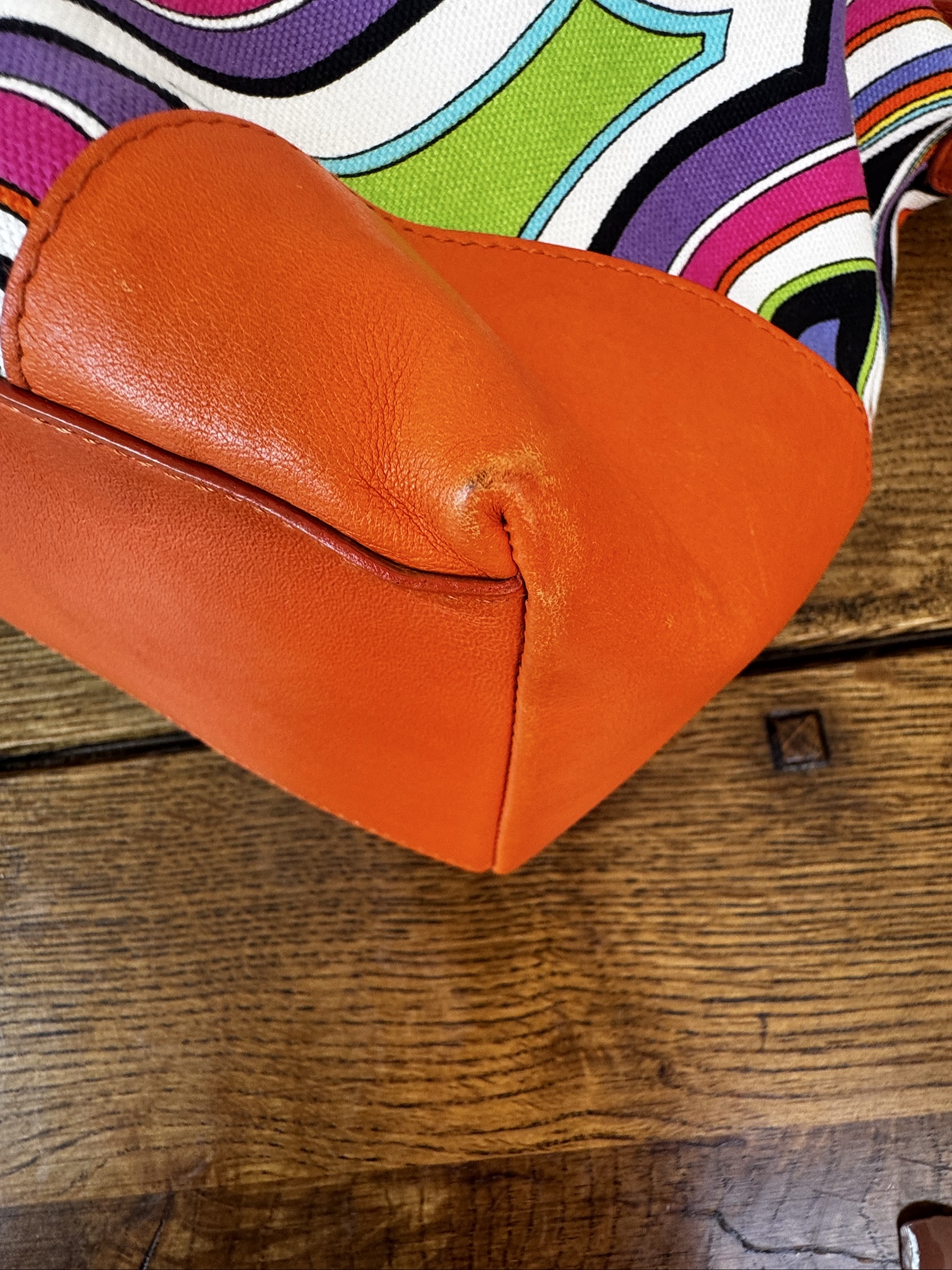 Emilio Pucci Orange Multi Print Shoulder Bag image 8