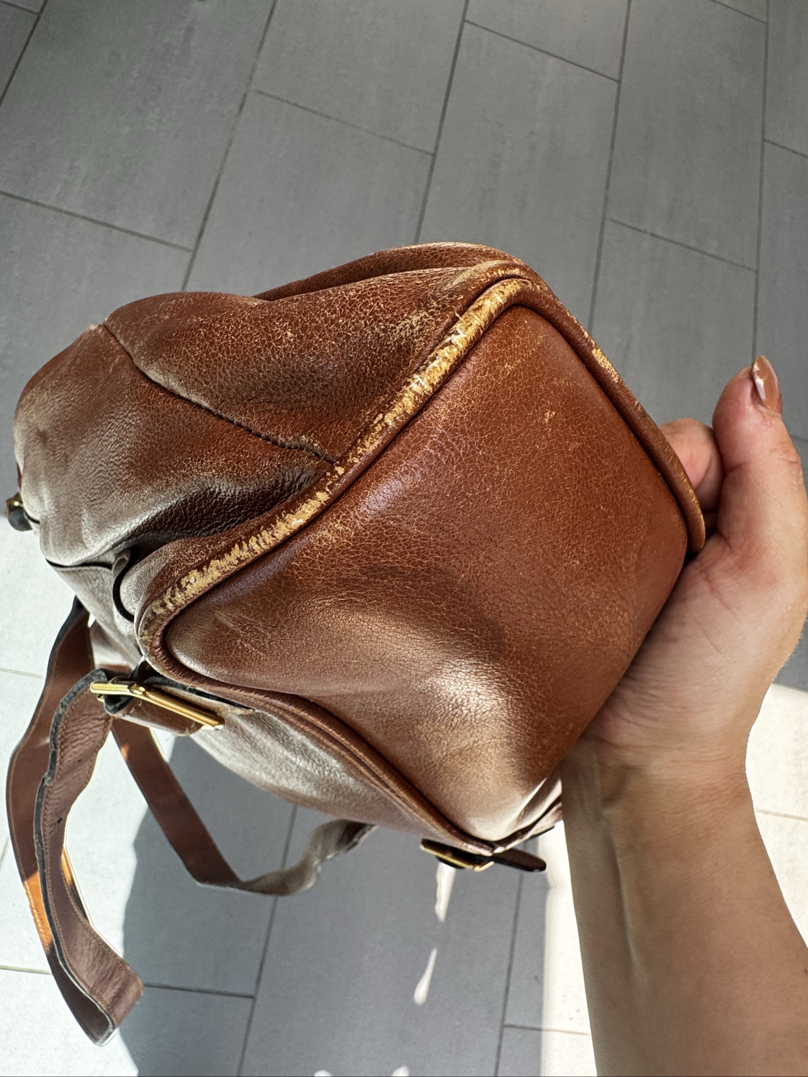 Vintage Gucci Brown Bamboo Handle Leather Backpack image 10