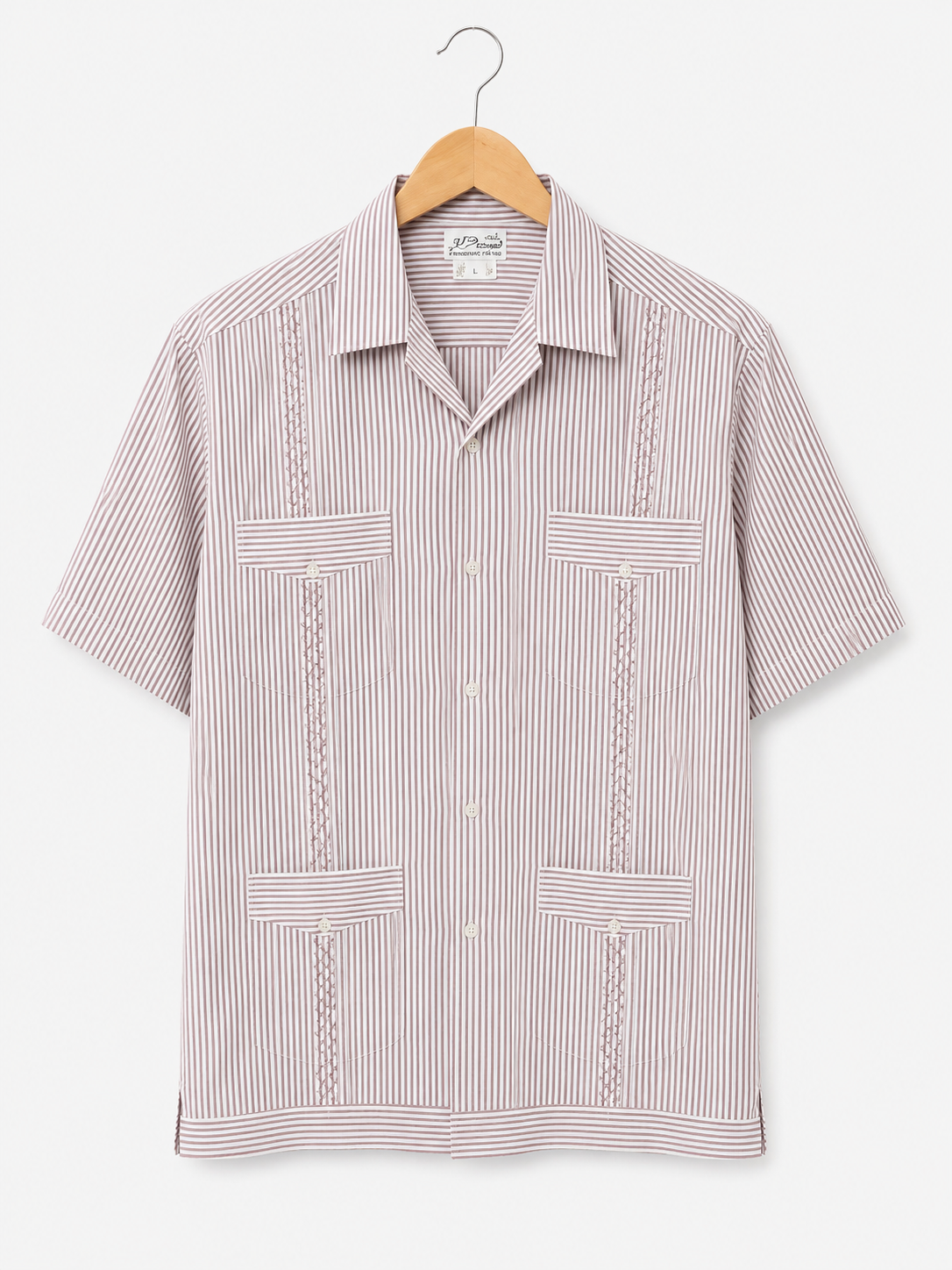 D'Accord Brown & White Striped Cotton Shirt XL