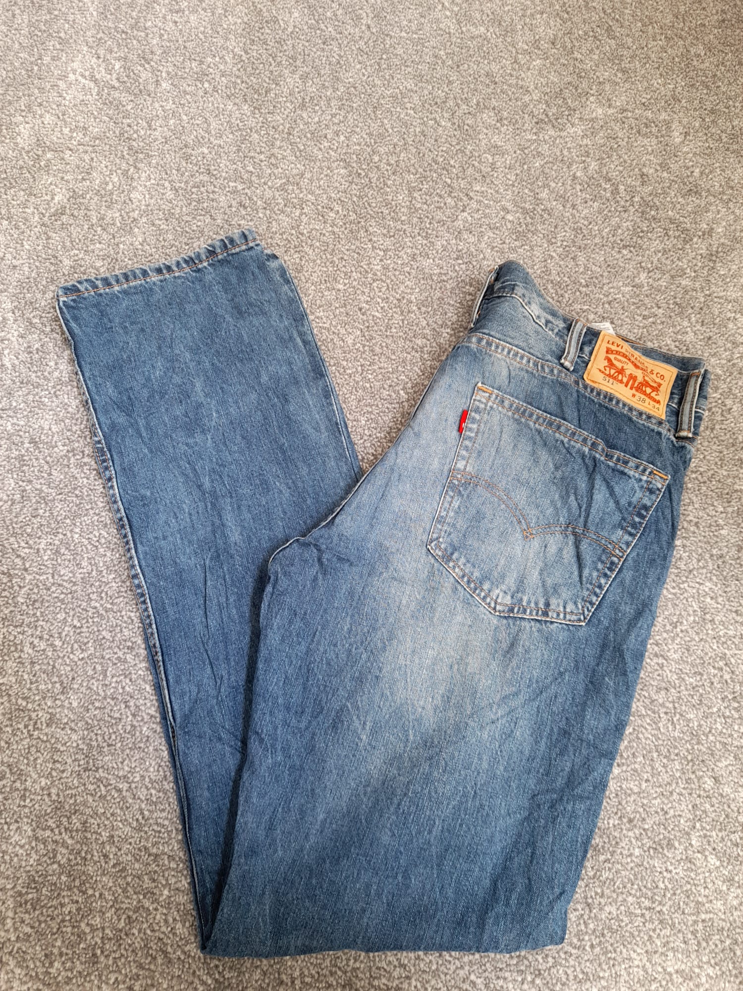 Levi's Blue Denim 511 Slim Fit Jeans Red Tab 38" image 2