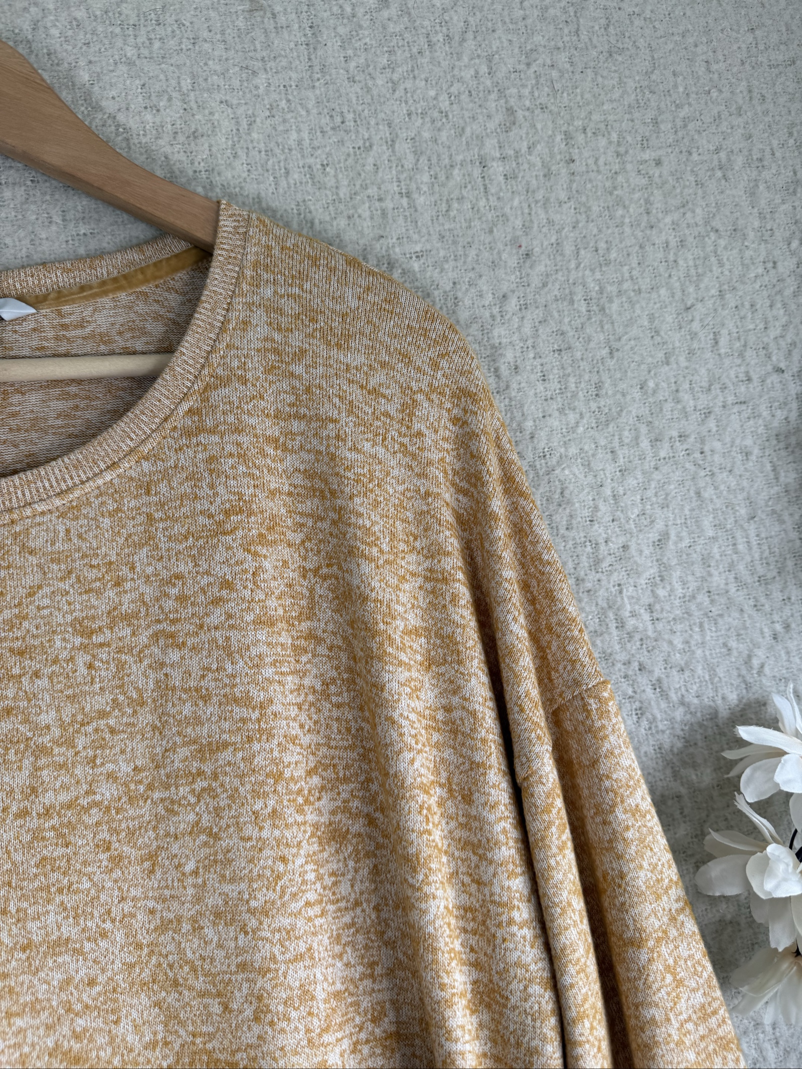 Next Beige & White Mottled Knit Long Sleeve Sweater Top UK 16 Buttons Detail image 2