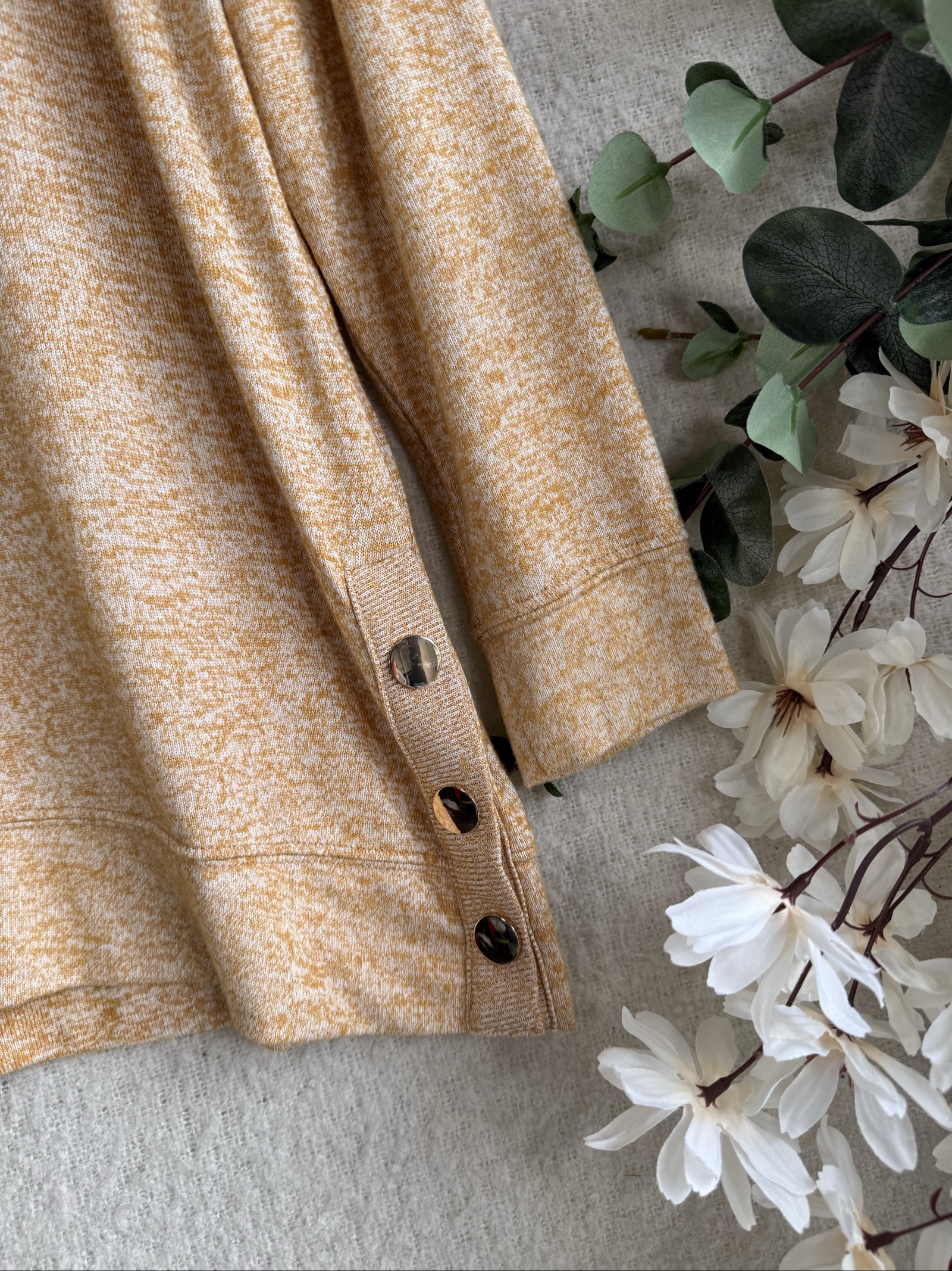 Next Beige & White Mottled Knit Long Sleeve Sweater Top UK 16 Buttons Detail image 3