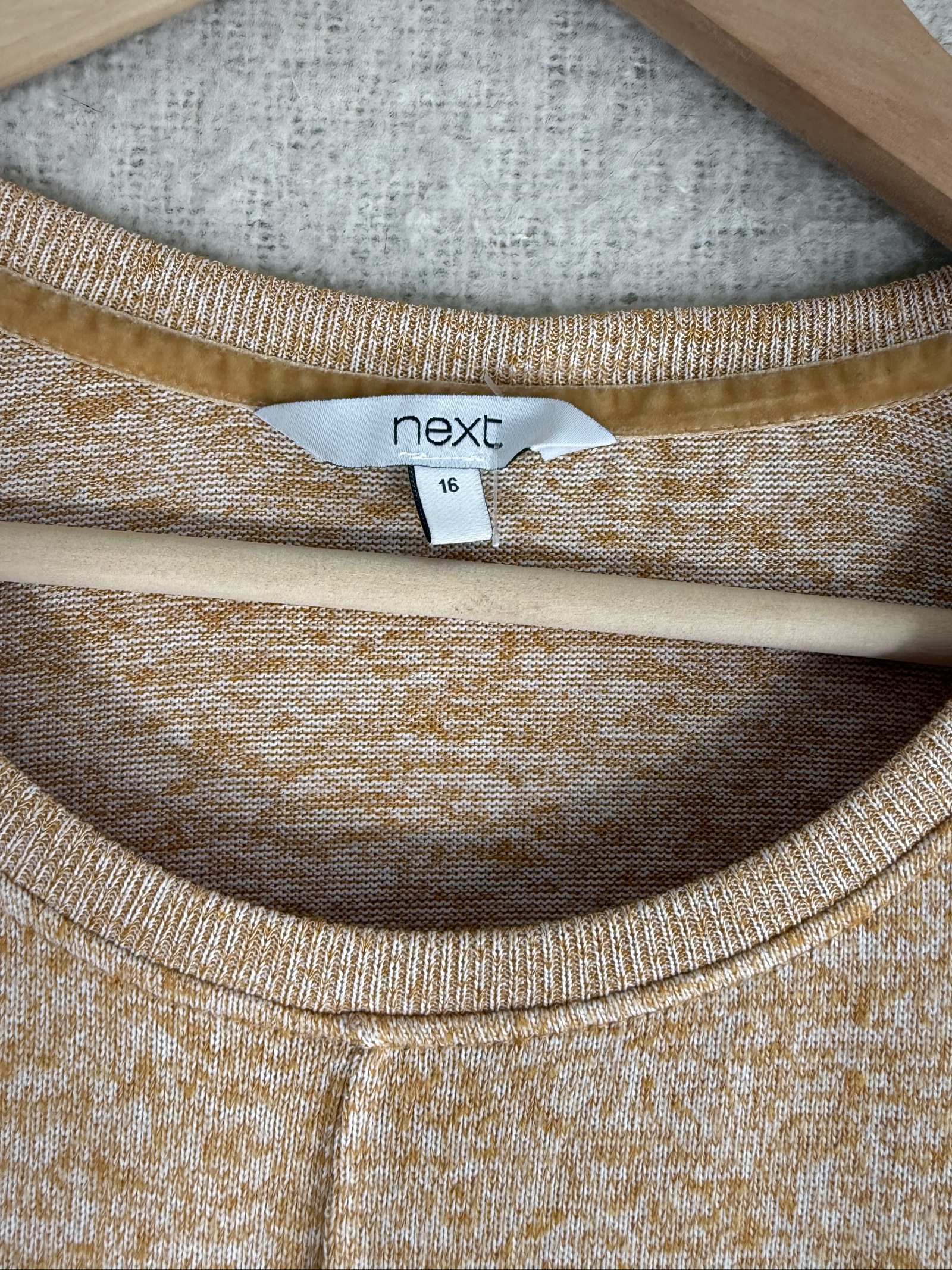 Next Beige & White Mottled Knit Long Sleeve Sweater Top UK 16 Buttons Detail image 4