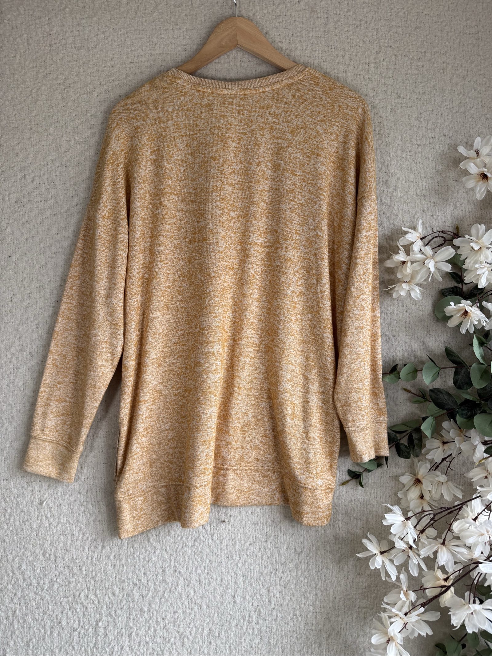 Next Beige & White Mottled Knit Long Sleeve Sweater Top UK 16 Buttons Detail image 5