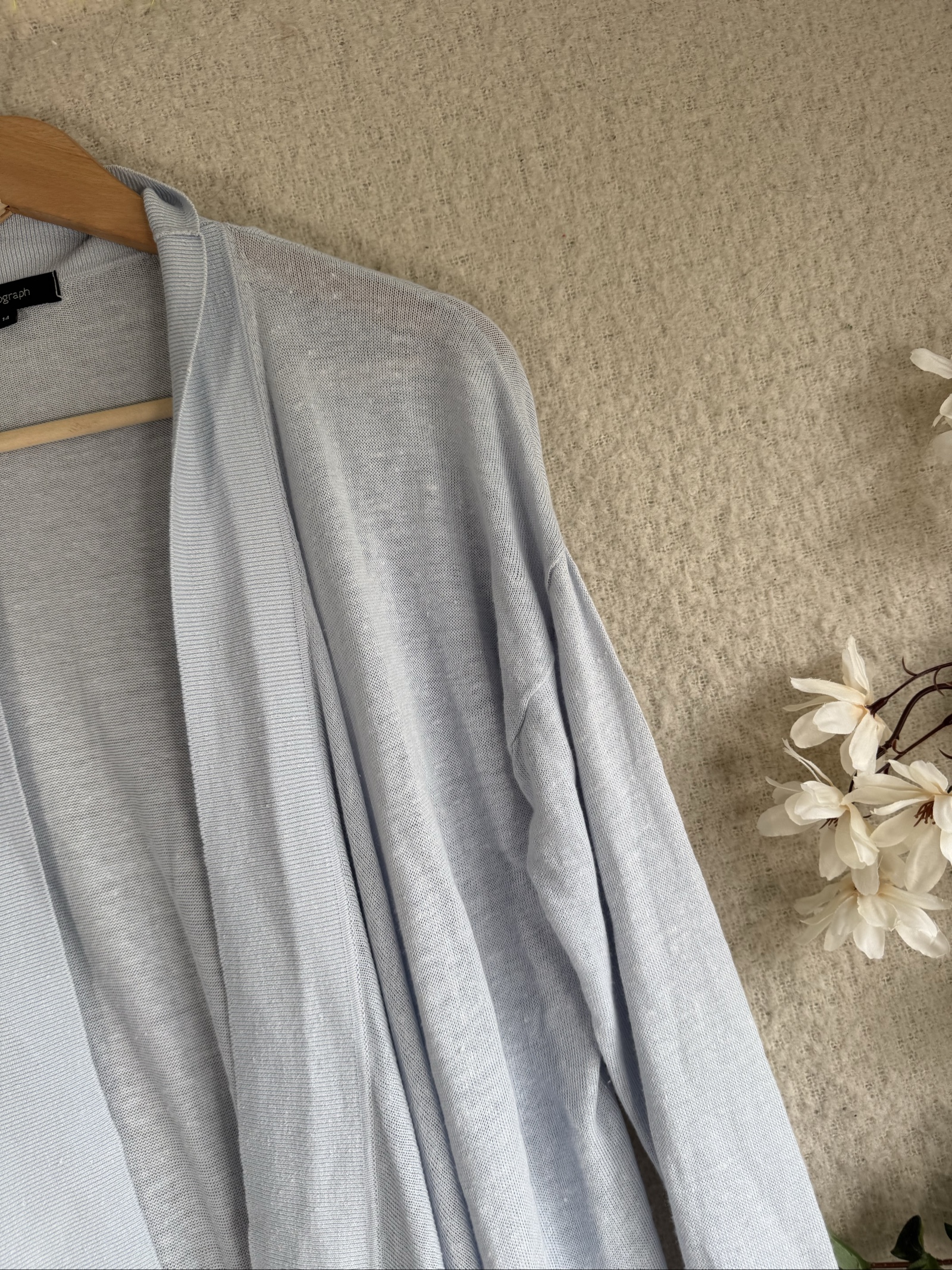 Autograph Pale Blue Lightweight Open Front Cardigan UK 14 Casual Chic image 2