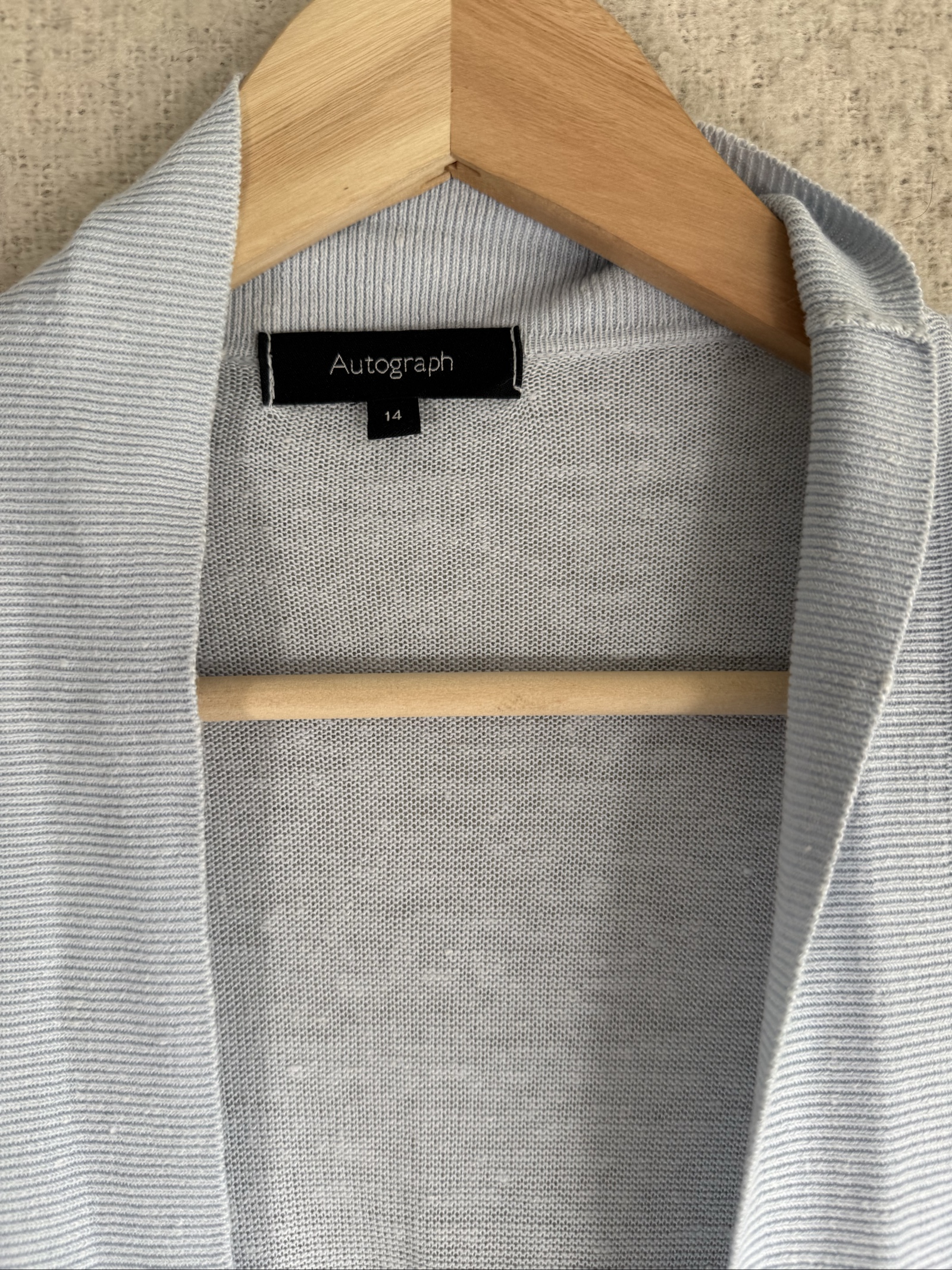 Autograph Pale Blue Lightweight Open Front Cardigan UK 14 Casual Chic image 3